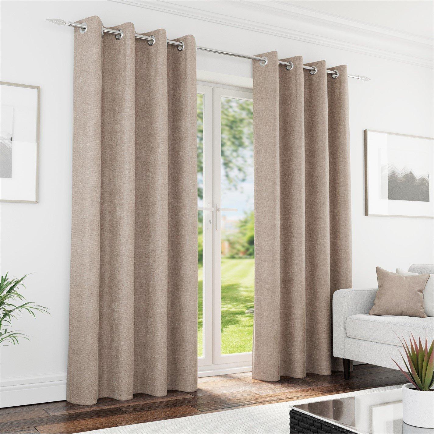 Sand - Enhanced Living - Knightsbridge Chenille Single Door Curtain - 1