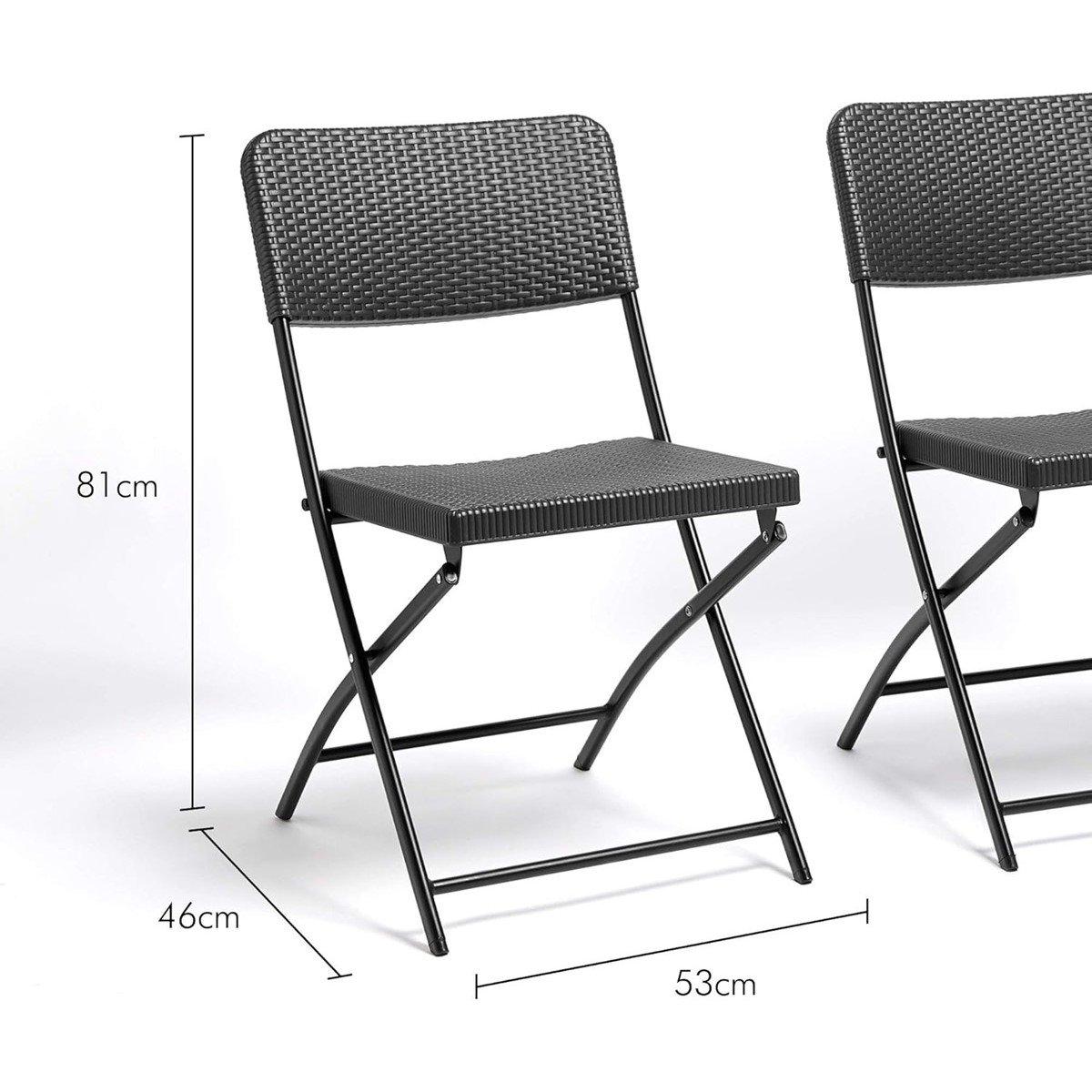 Black - VonHaus - Rimini Black Faux Rattan 2 Pack Chairs - 3