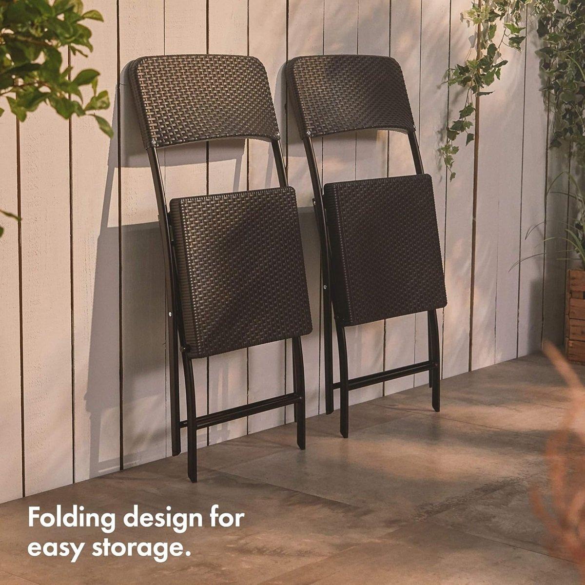 Black - VonHaus - Rimini Black Faux Rattan 2 Pack Chairs - 4
