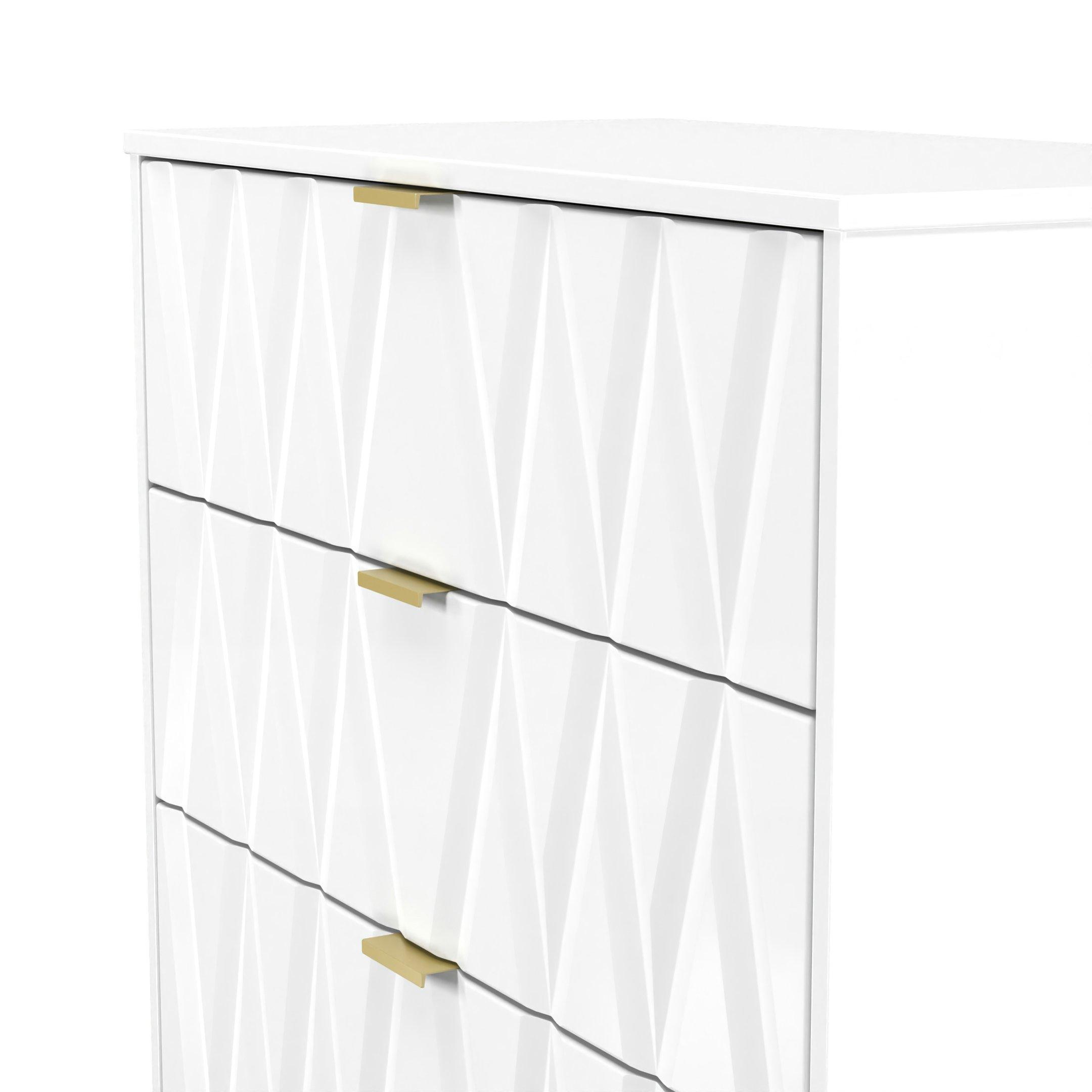 White Matt - Welcome Furniture - Las Vegas 4 Drawer Deep Chest with Gold Handles - 5