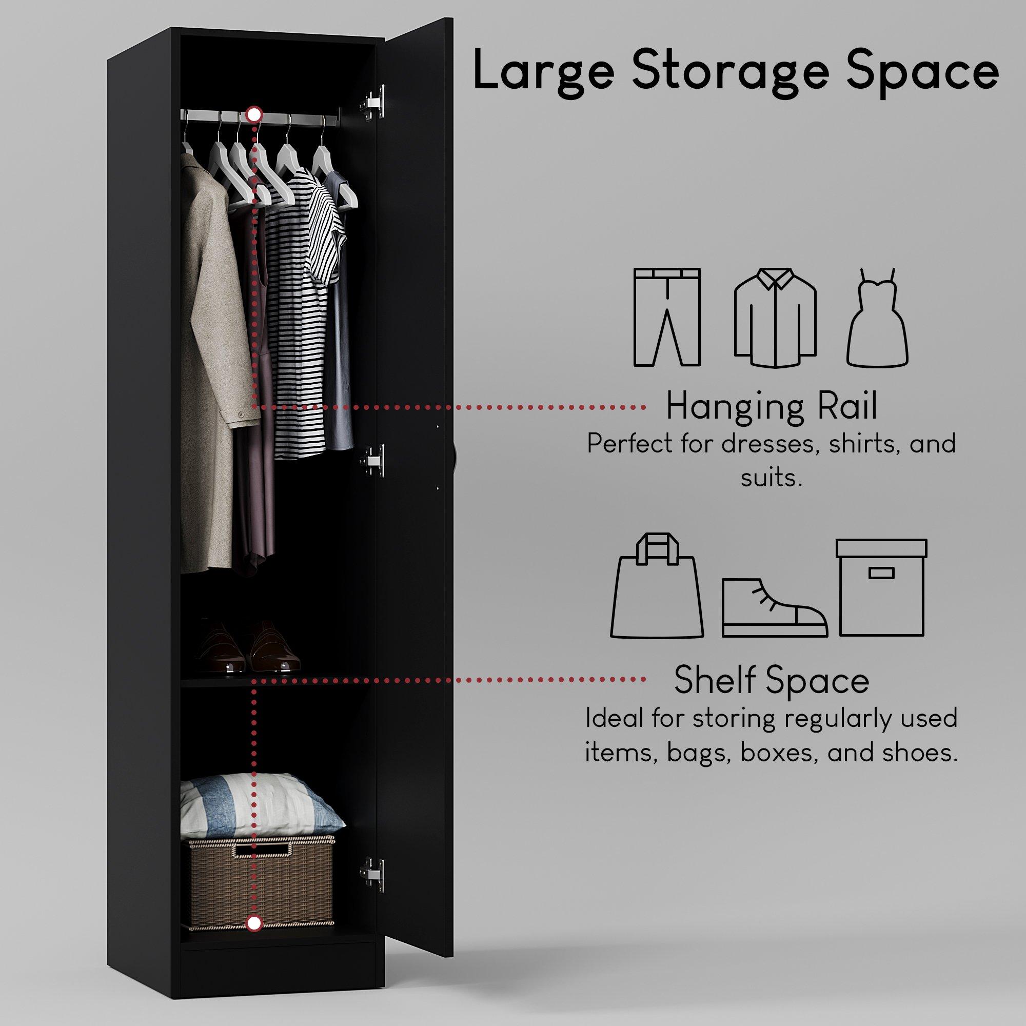 Black - Lassic - Vida Designs Riano 1 Door Wardrobe - 5