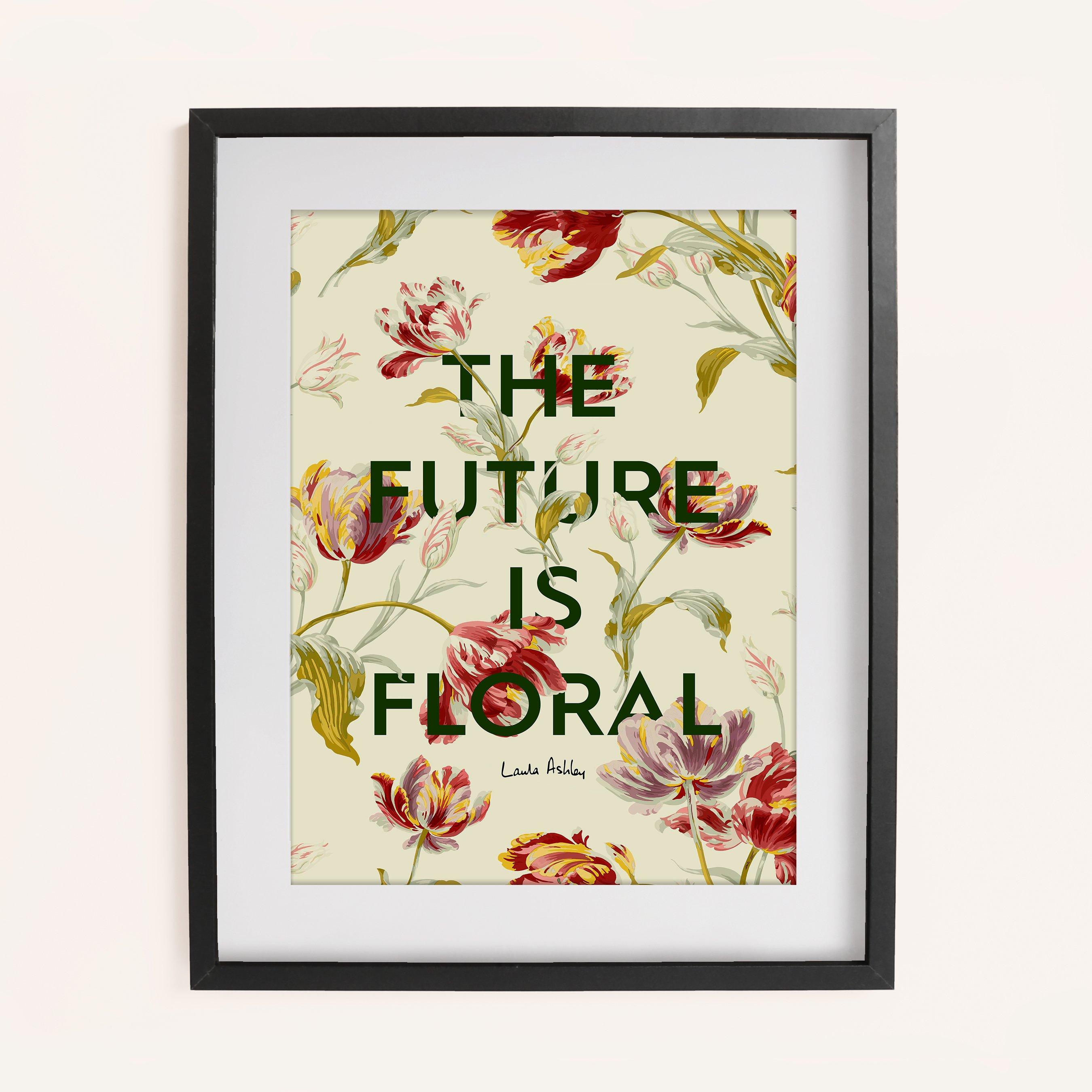 Cream - Laura Ashley - Gosford Slogan Print in a Black Frame - 1