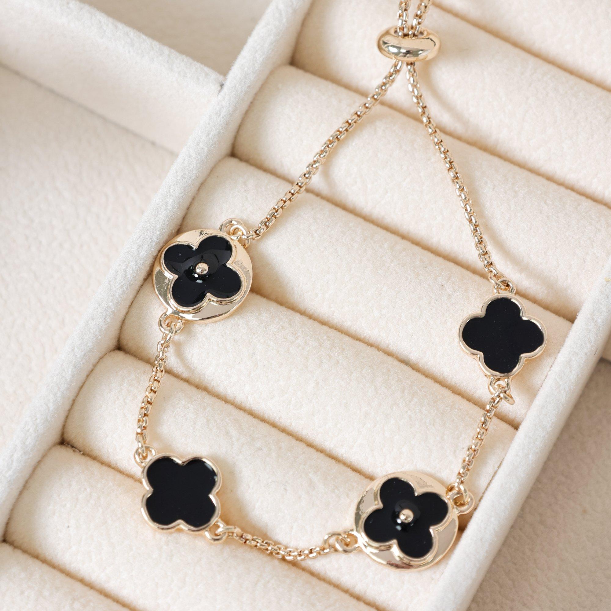 Gold - Mood - Mood Gold & Jet Clover Toggle Bracelet - 2