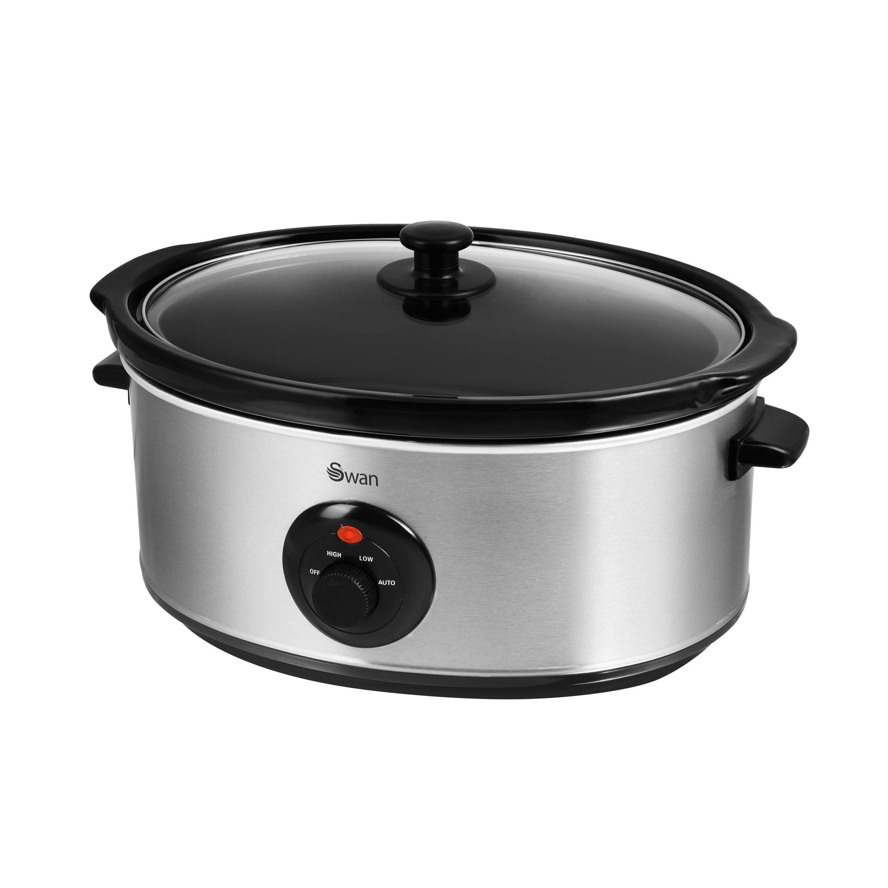 Stainless Steel - Swan - 6.5 Litre Slow Cooker with 3 Heat Settings - 1