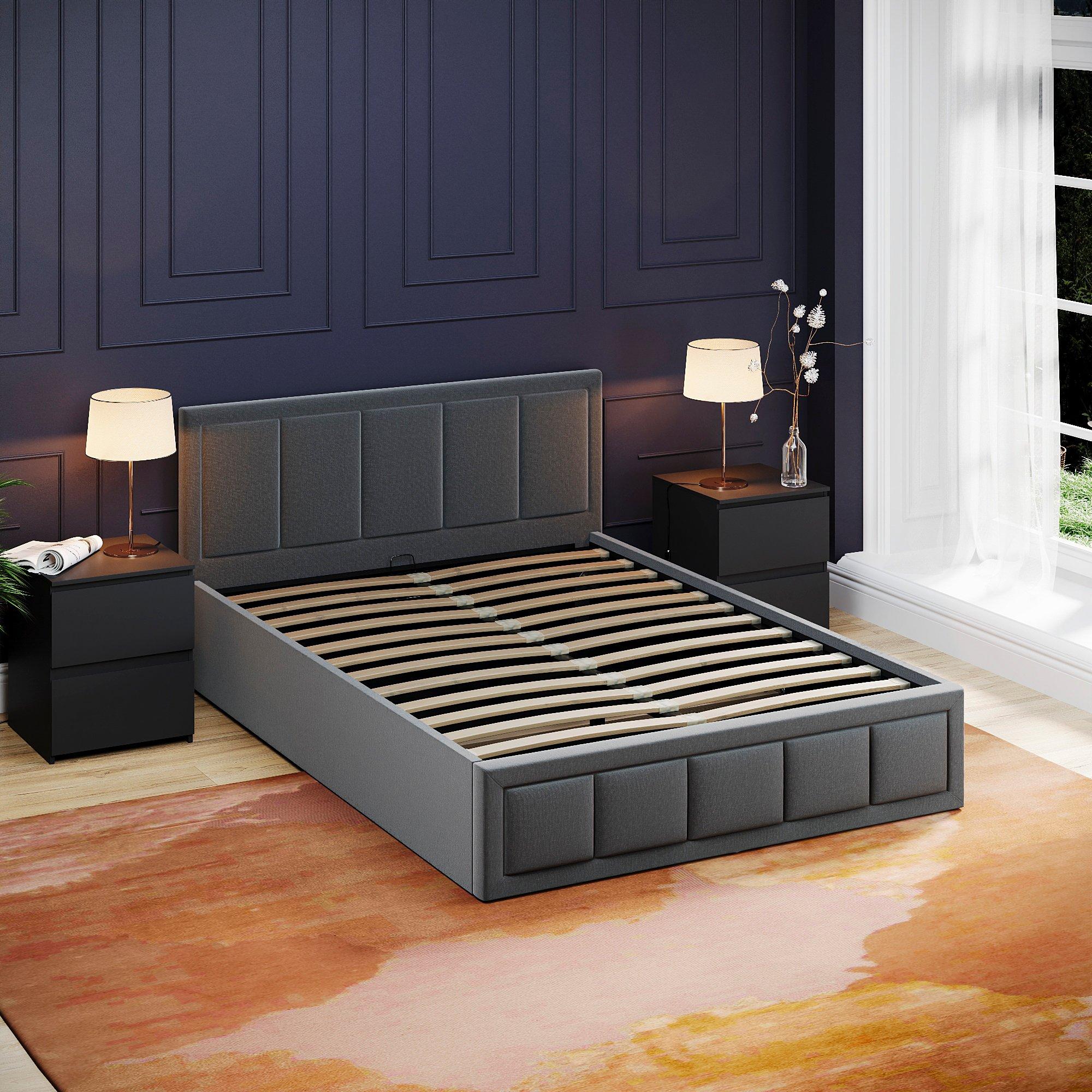 Dark Grey - Lassic - Vida Designs Vanita Double Ottoman Fabric Bed UKFR - 4