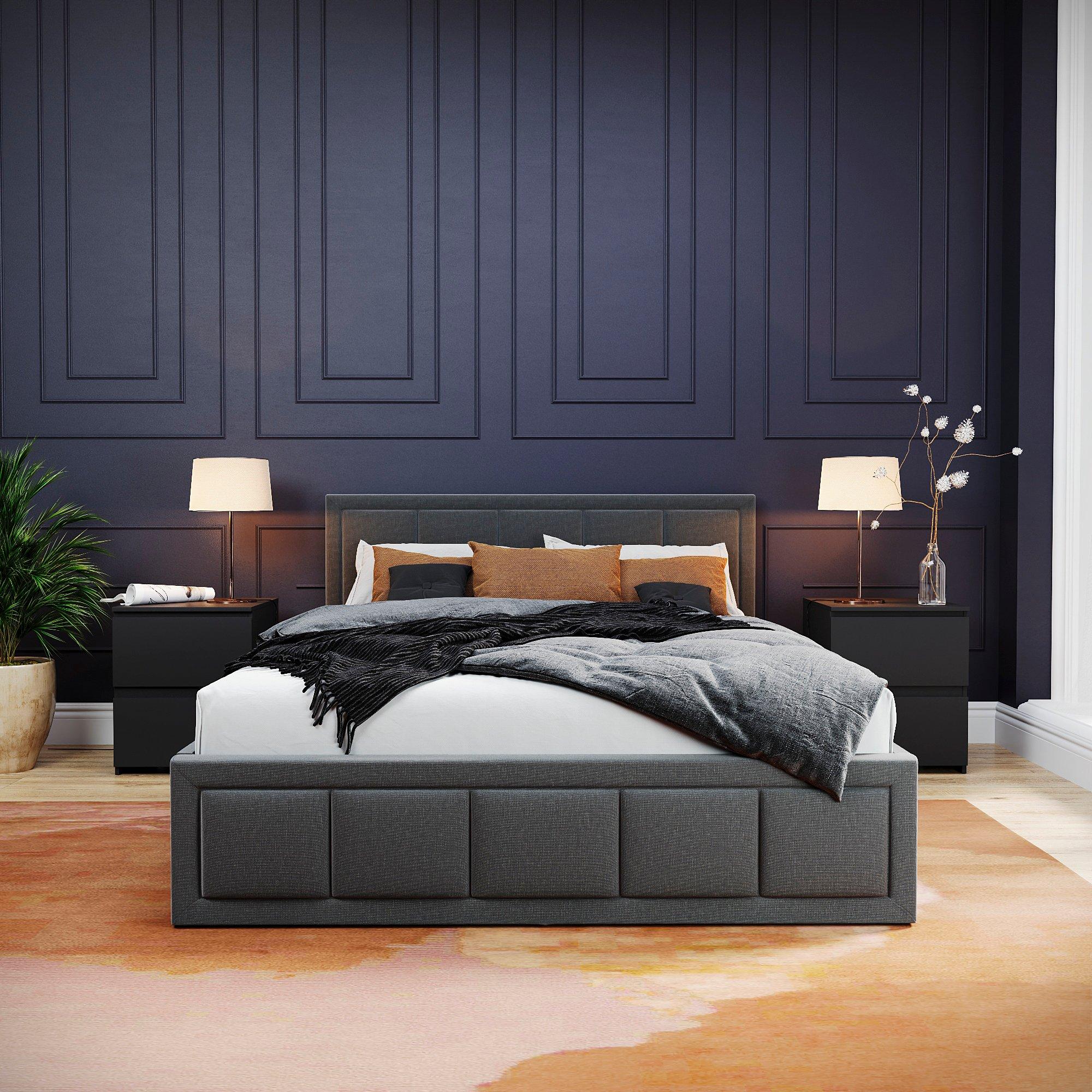 Dark Grey - Lassic - Vida Designs Vanita Double Ottoman Fabric Bed UKFR - 5