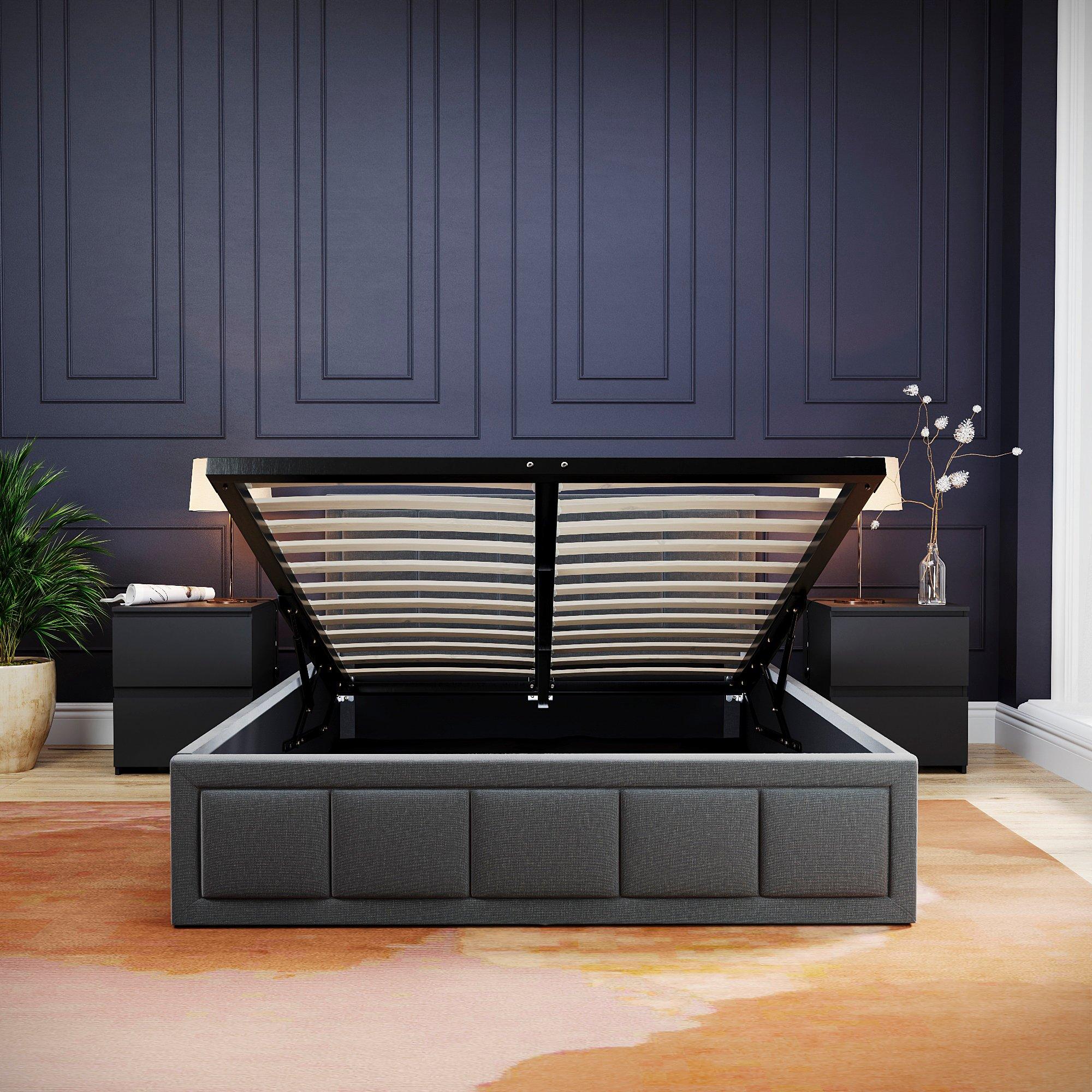 Dark Grey - Lassic - Vida Designs Vanita Double Ottoman Fabric Bed UKFR - 6