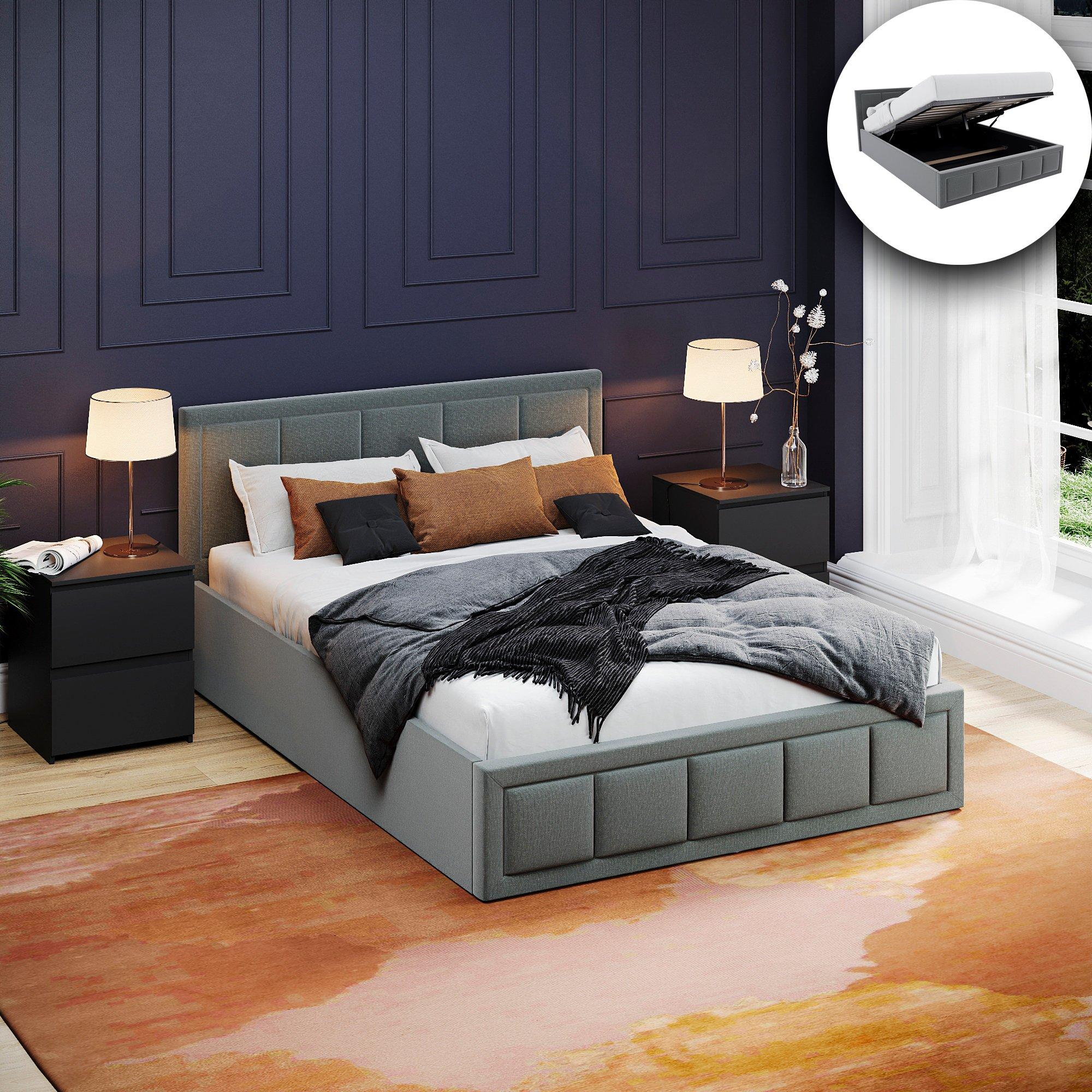 Lassic  Vida Designs Vanita Double Ottoman Fabric Bed Ukfr - Light Grey - Double