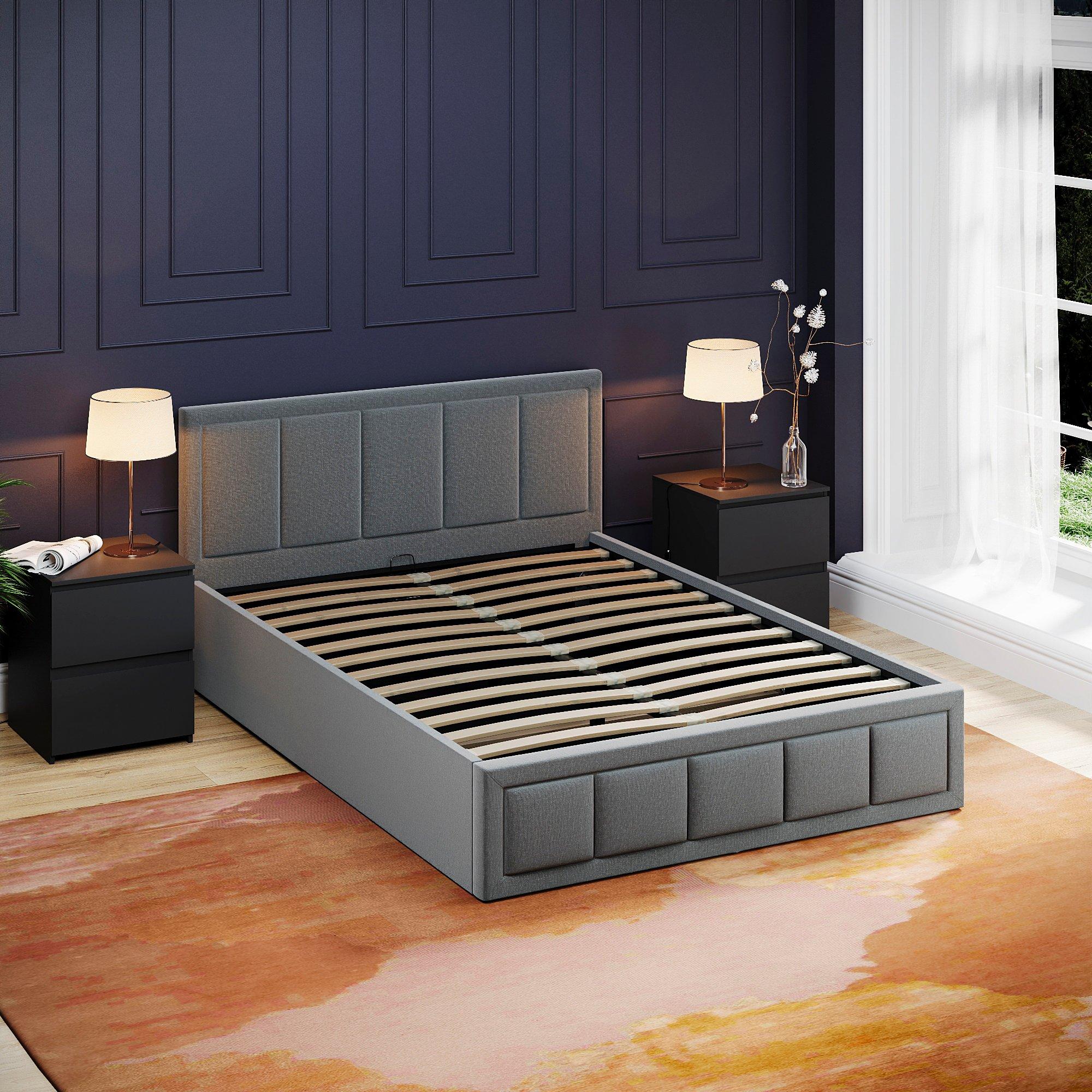 Light Grey - Lassic - Vida Designs Vanita Double Ottoman Fabric Bed UKFR - 4