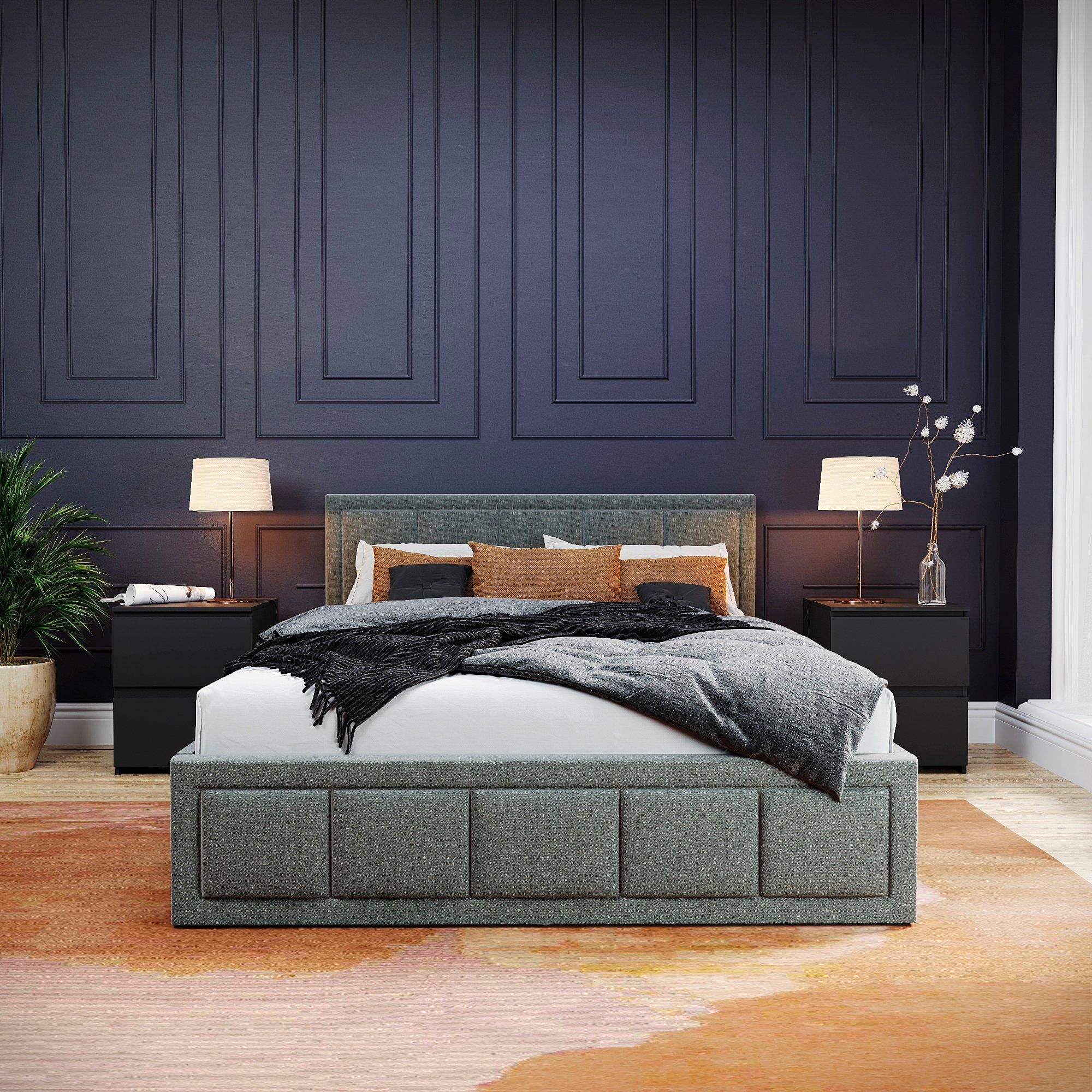 Light Grey - Lassic - Vida Designs Vanita Double Ottoman Fabric Bed UKFR - 5