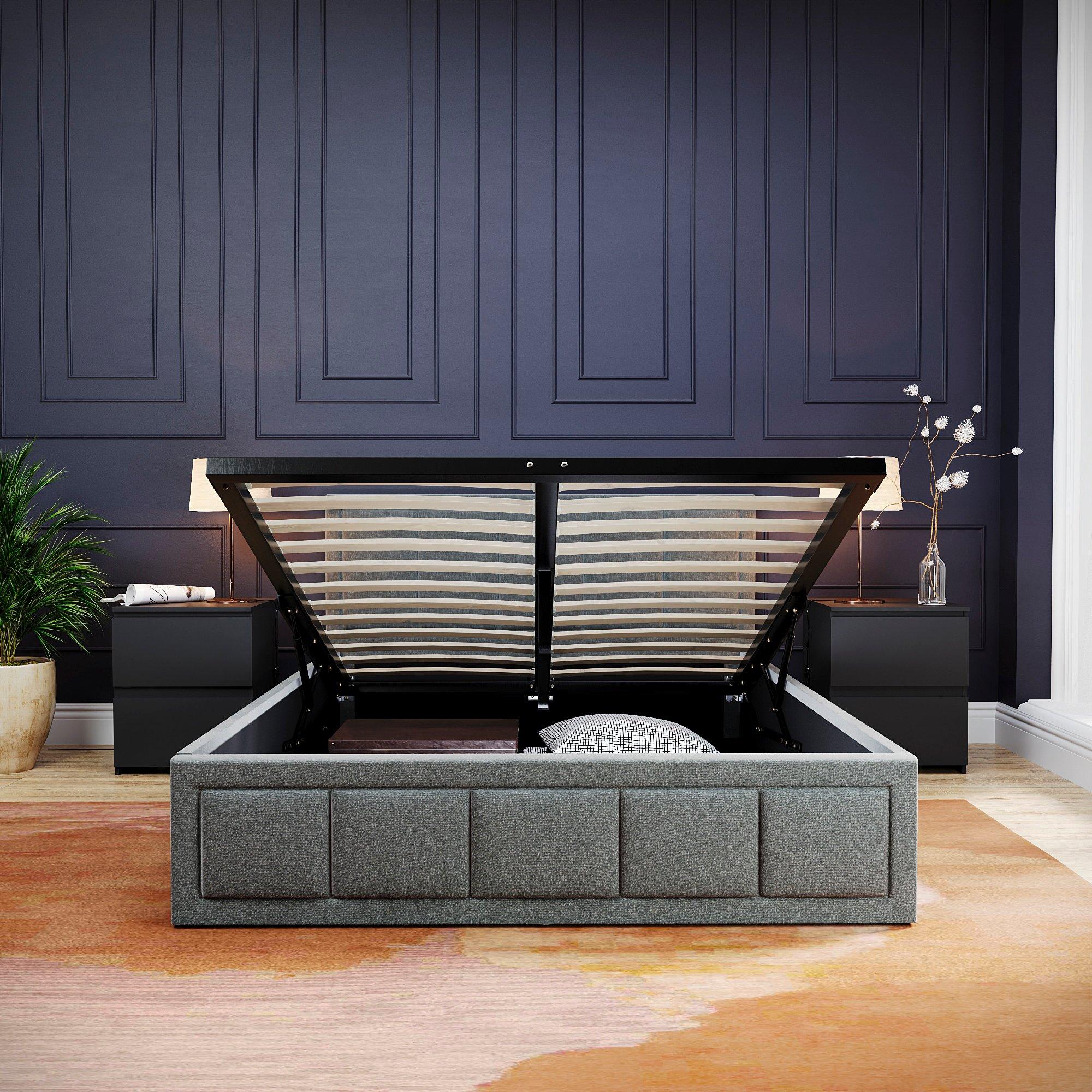 Light Grey - Lassic - Vida Designs Vanita Double Ottoman Fabric Bed UKFR - 6