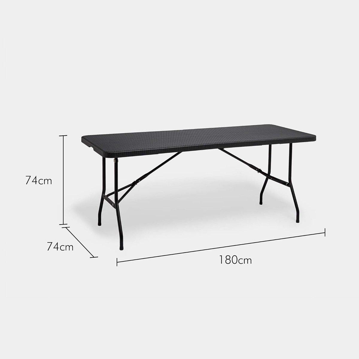 Black - VonHaus - Rimini Faux Black Rattan Foldable Table - 3