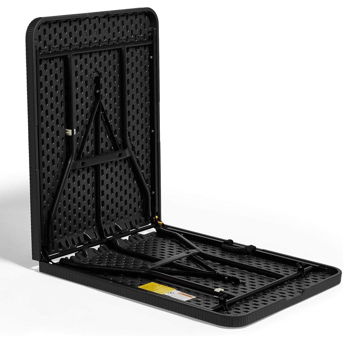 Black - VonHaus - Rimini Faux Black Rattan Foldable Table - 8