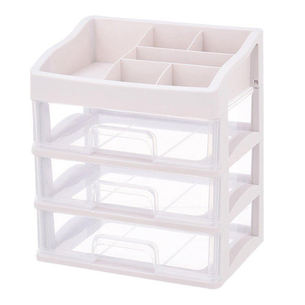 White - SHEONLY - 3-Tier Makeup Organizer with Compartments White - 2