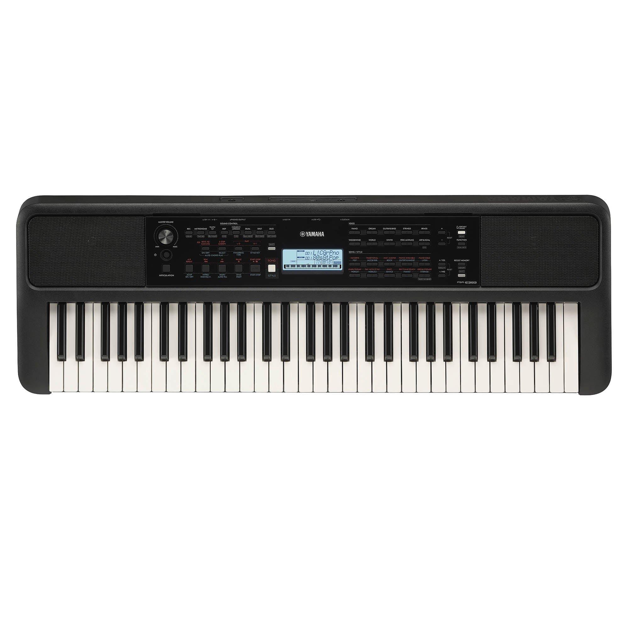 Black - Yamaha - PSRE383 Portable Keyboard - 1