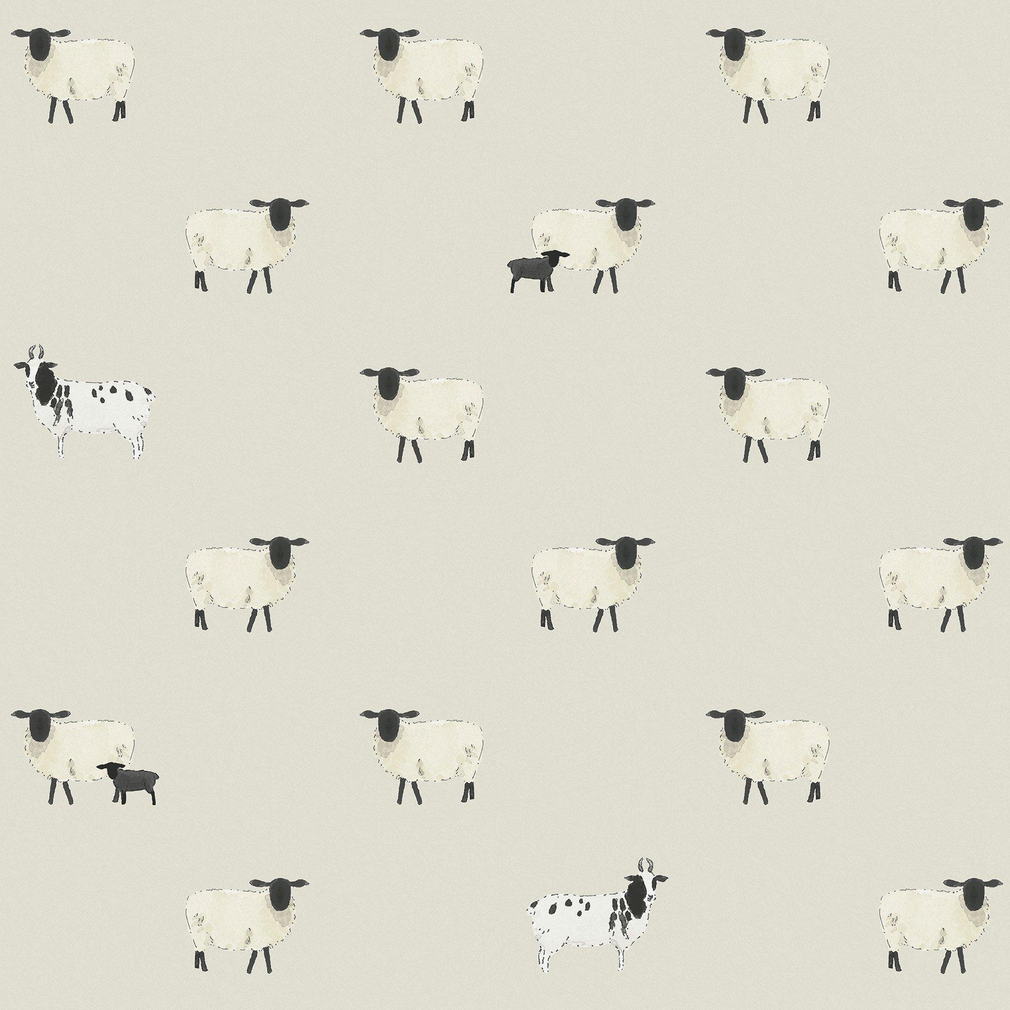Off White - Sophie Allport - Sheep Wallpaper - 1