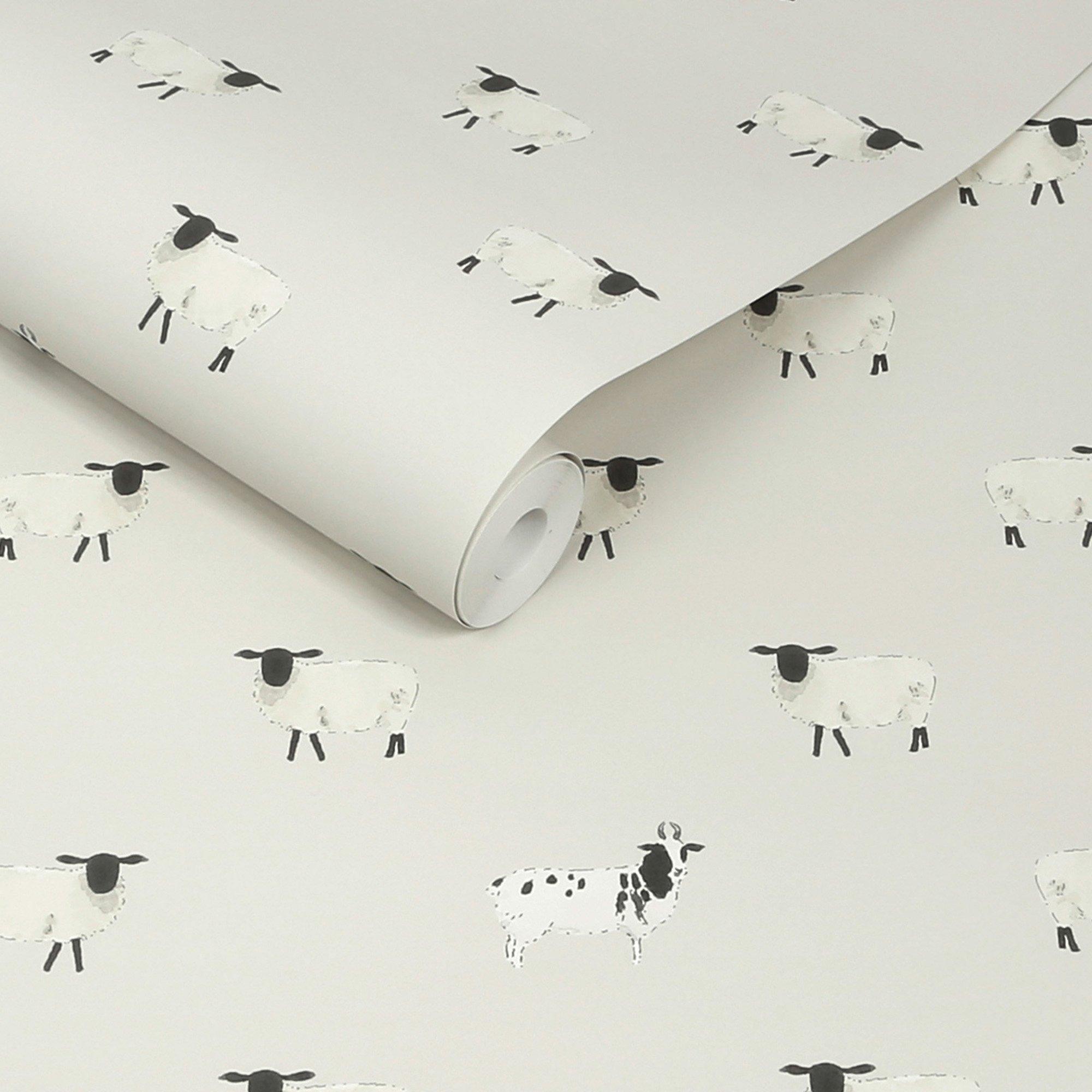 Off White - Sophie Allport - Sheep Wallpaper - 3