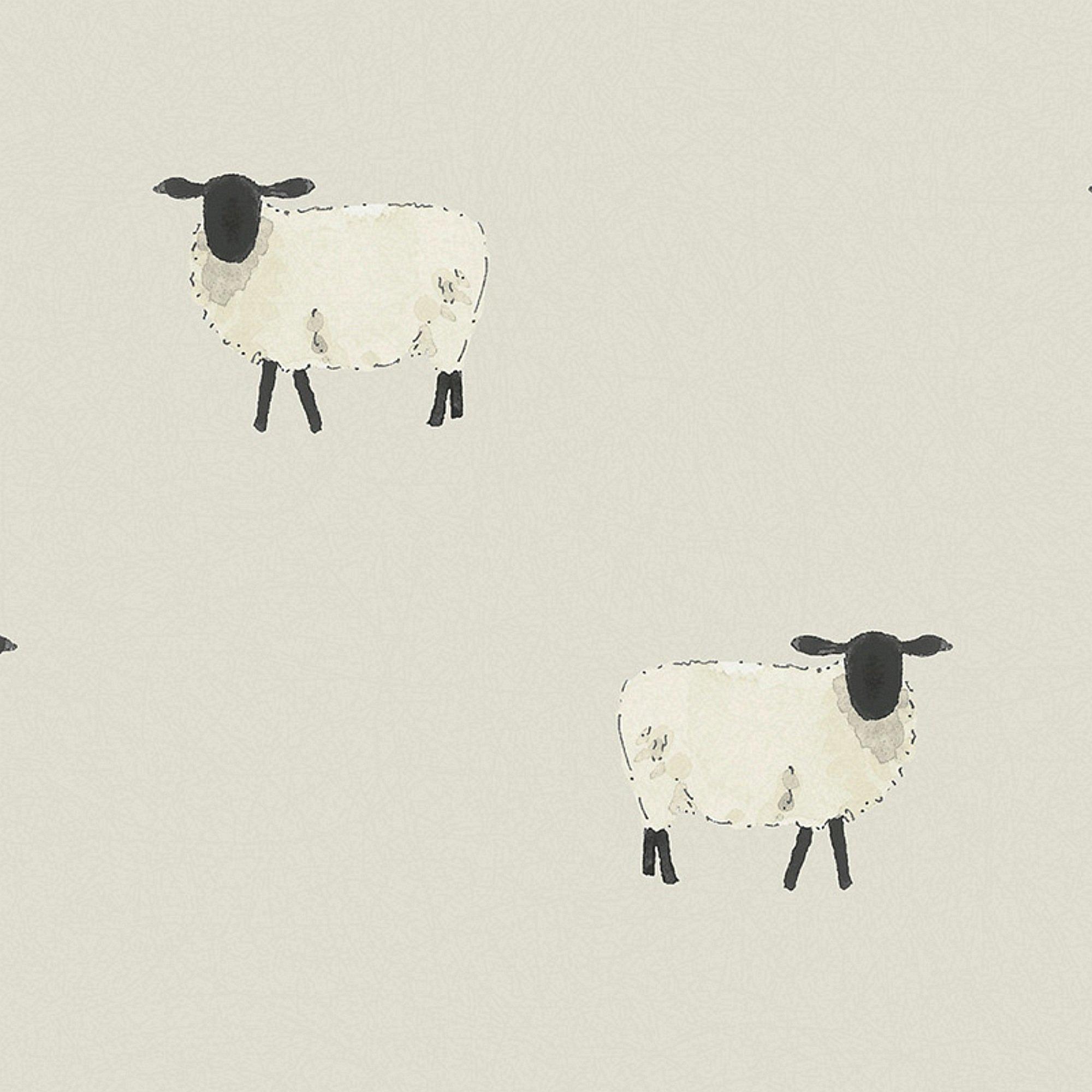 Off White - Sophie Allport - Sheep Wallpaper - 4