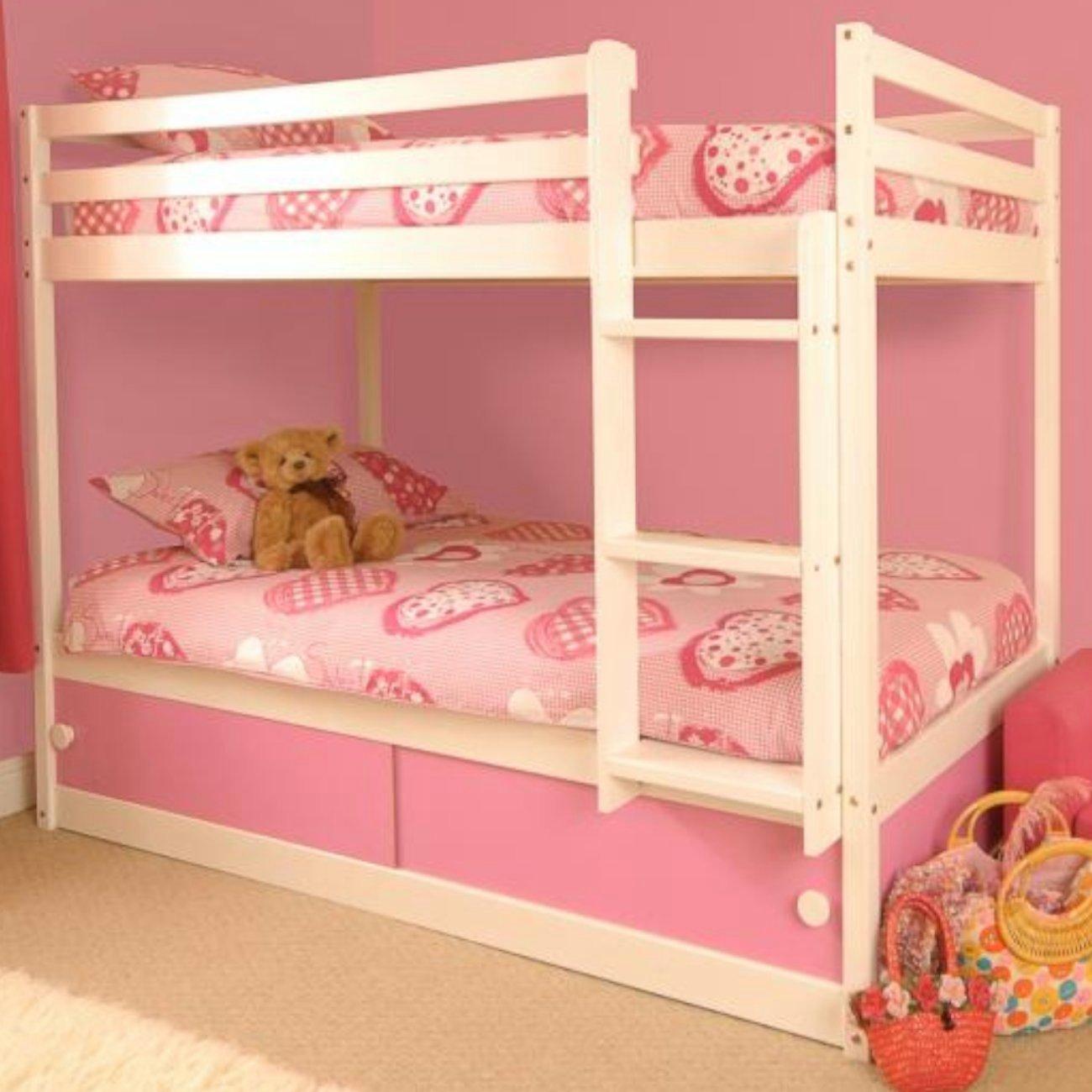 Comfy Living  Kids 3Ft Slide Storage Bunk Bed And Mattresses - Pink - 3ft Single