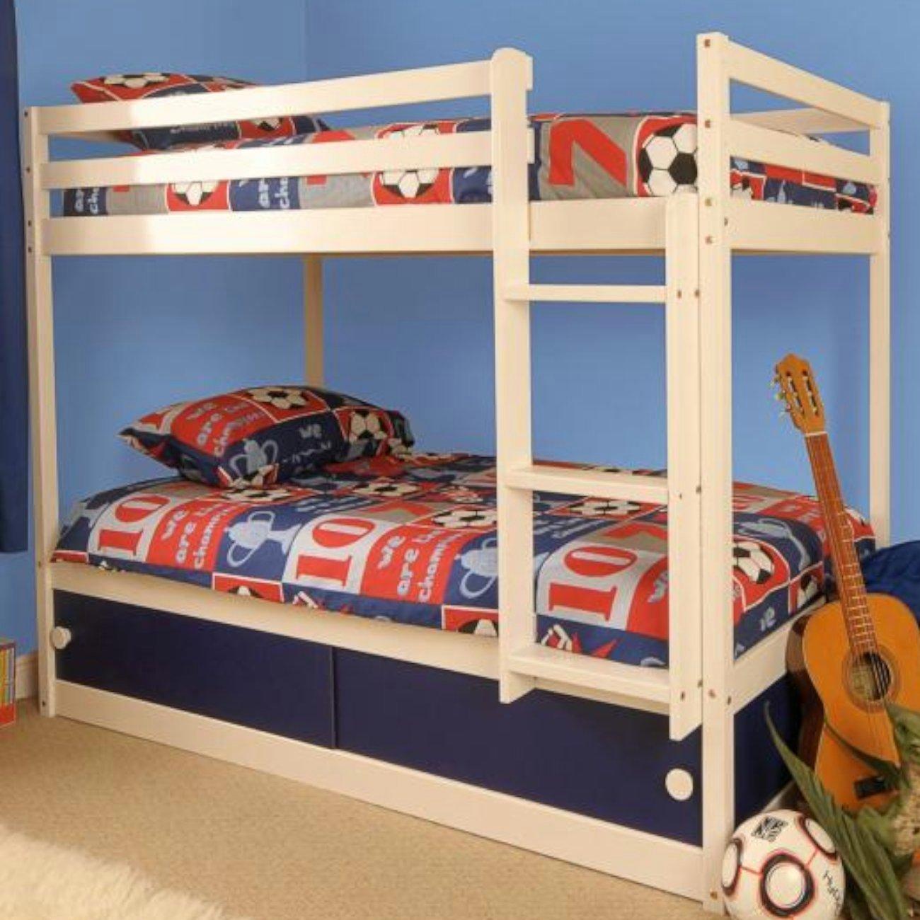 Comfy Living  Kids 3Ft Slide Storage Bunk Bed And Mattresses - Blue - 3ft Single