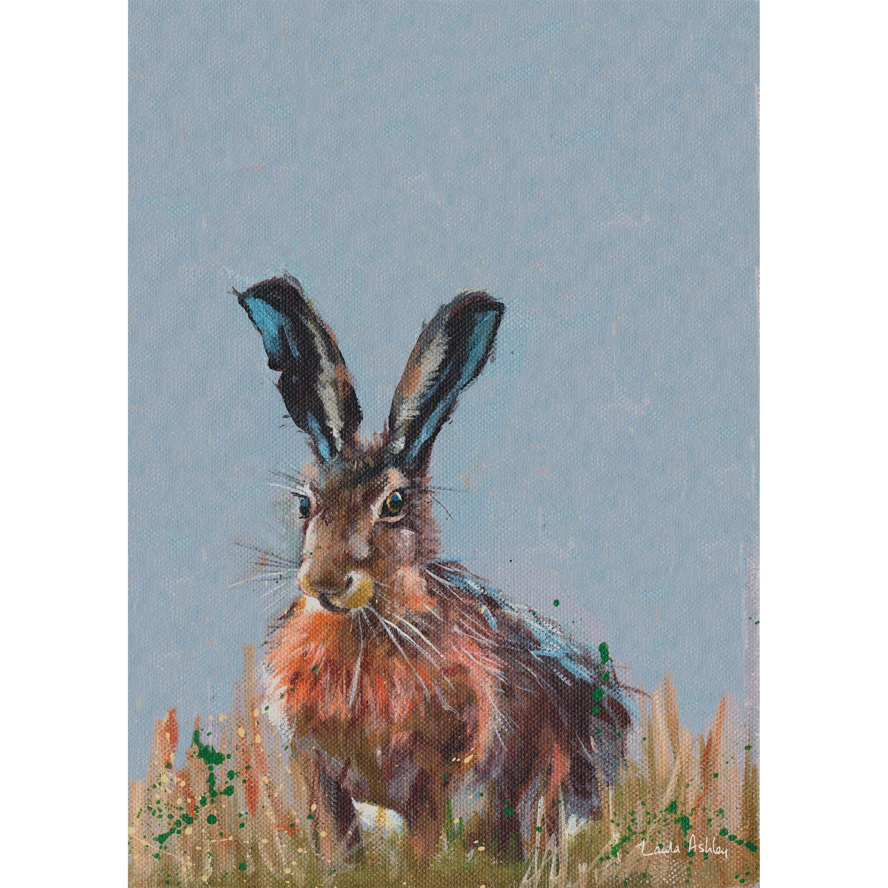 Blue - Laura Ashley - Hare Print in a Wood Frame - 3