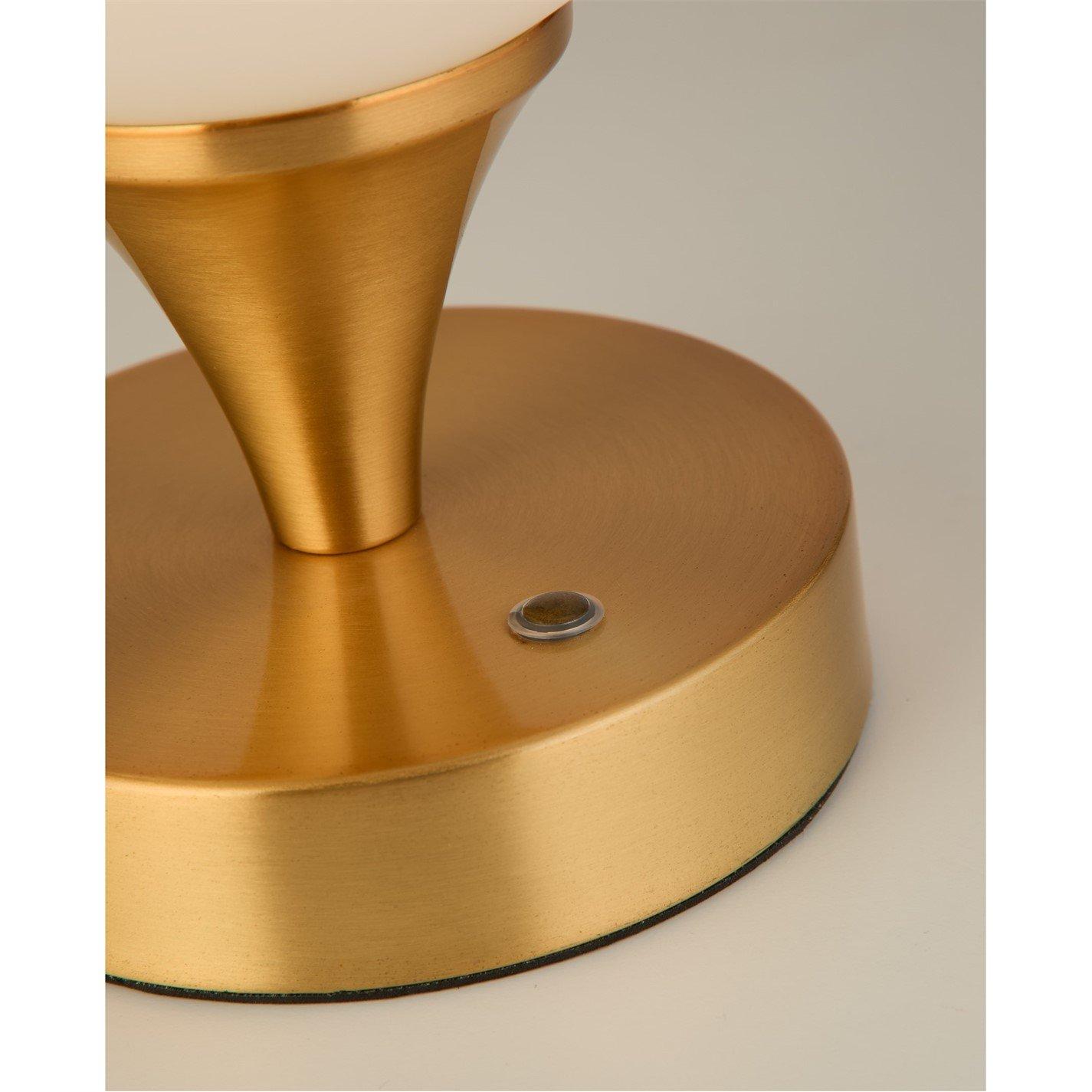 Gold - Lighting Collection - Rechargable White Opal Glass Table Lamp - 3