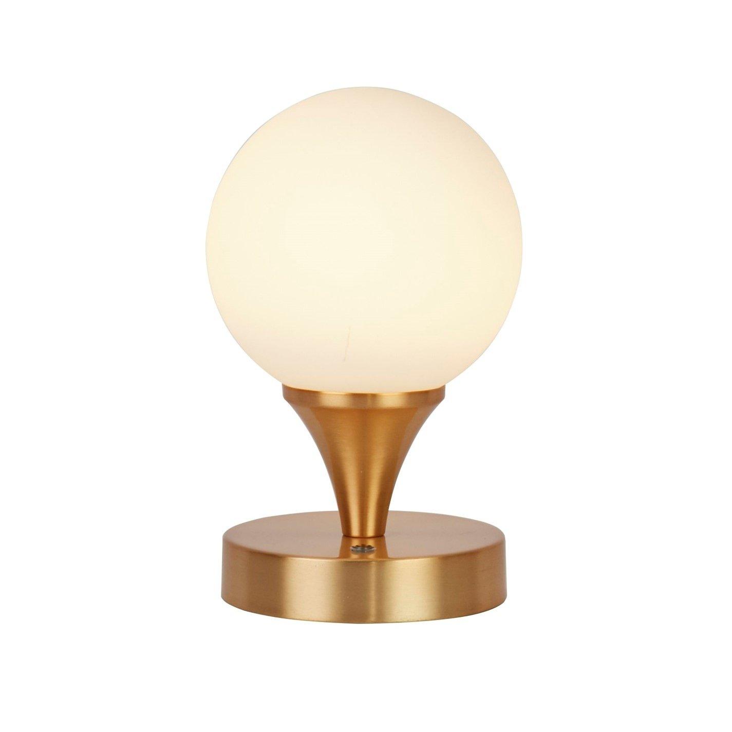 Gold - Lighting Collection - Rechargable White Opal Glass Table Lamp - 4