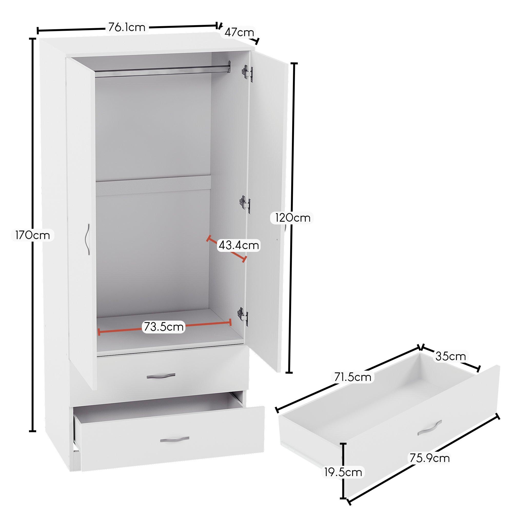White - Lassic - Vida Designs Riano 2 Door 2 Drawer Wardrobe - 2