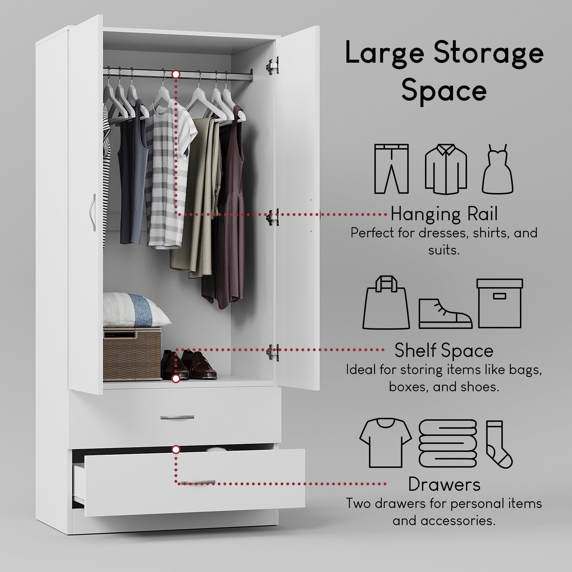 White - Lassic - Vida Designs Riano 2 Door 2 Drawer Wardrobe - 6