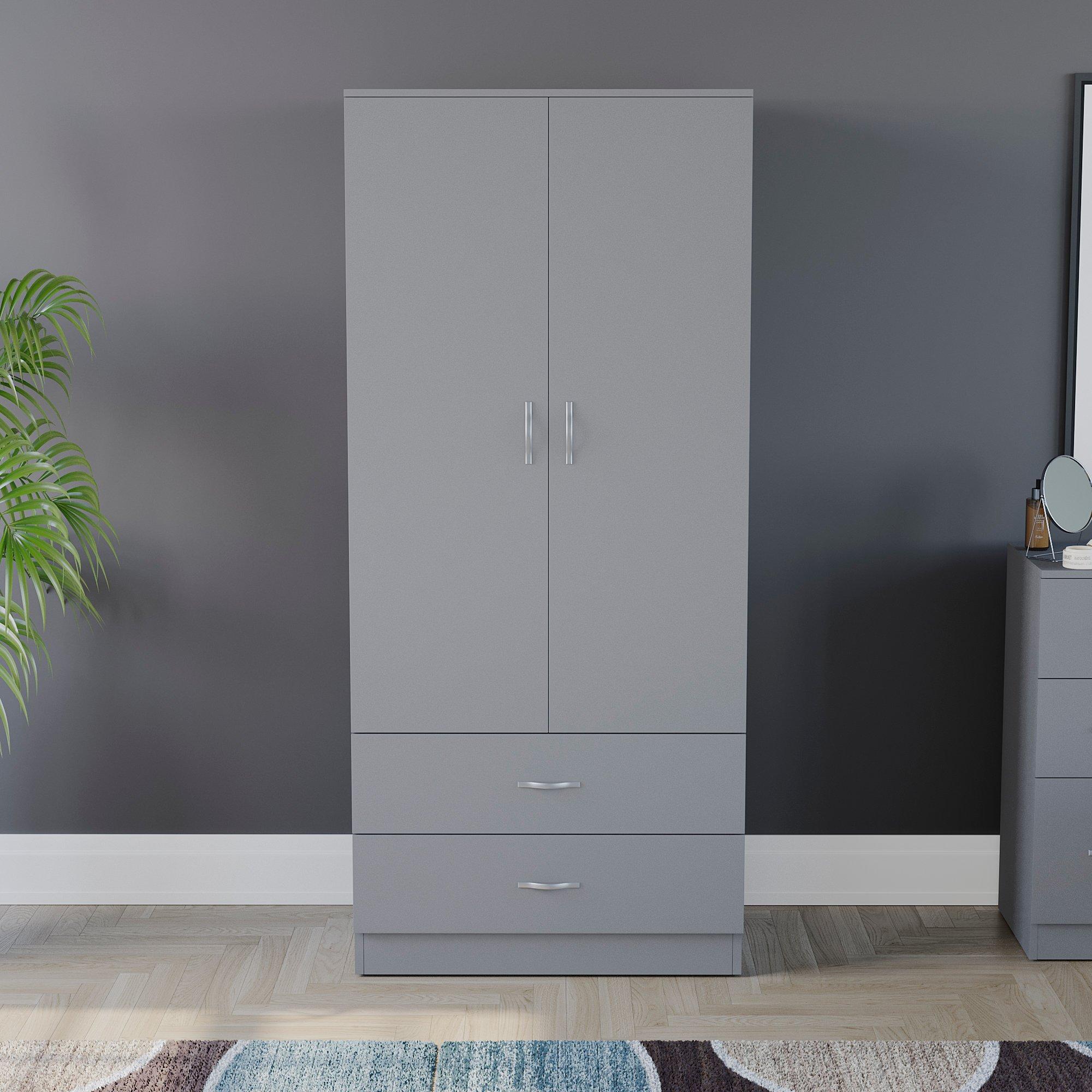 Grey - Lassic - Vida Designs Riano 2 Door 2 Drawer Wardrobe - 3