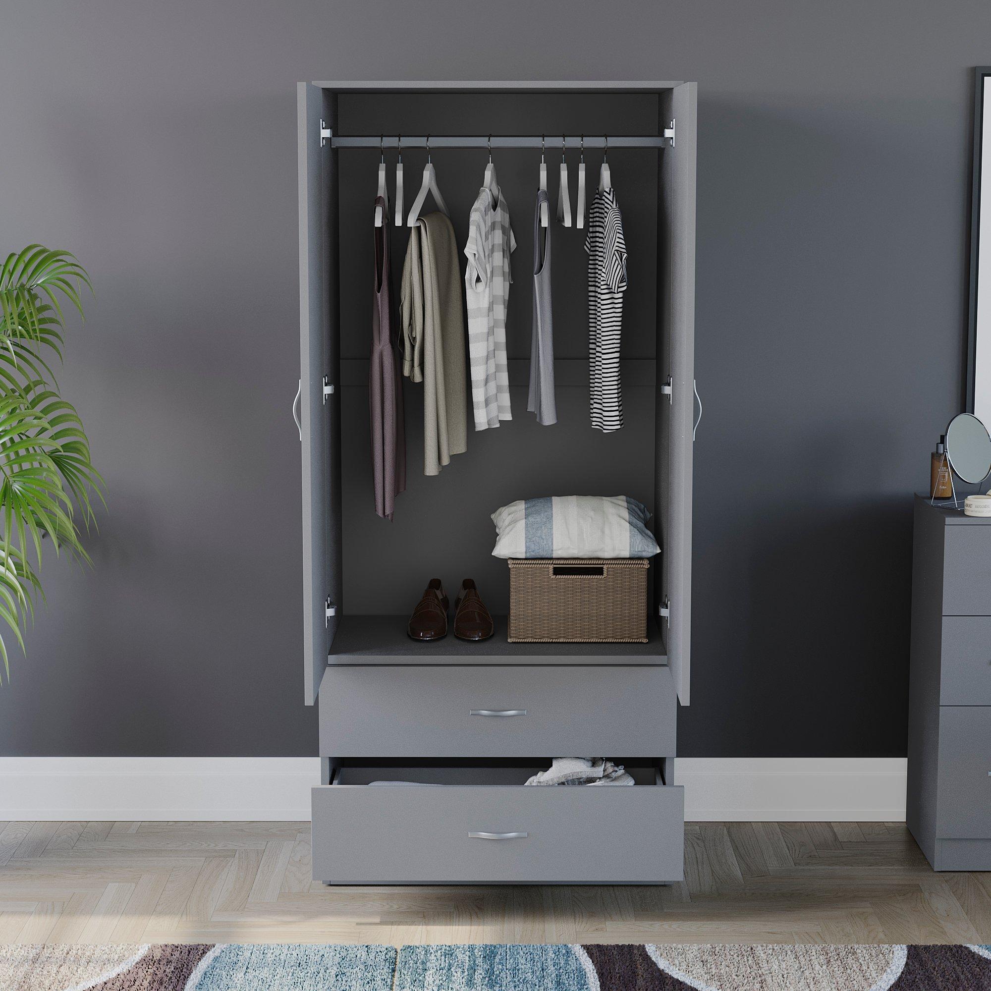 Grey - Lassic - Vida Designs Riano 2 Door 2 Drawer Wardrobe - 4