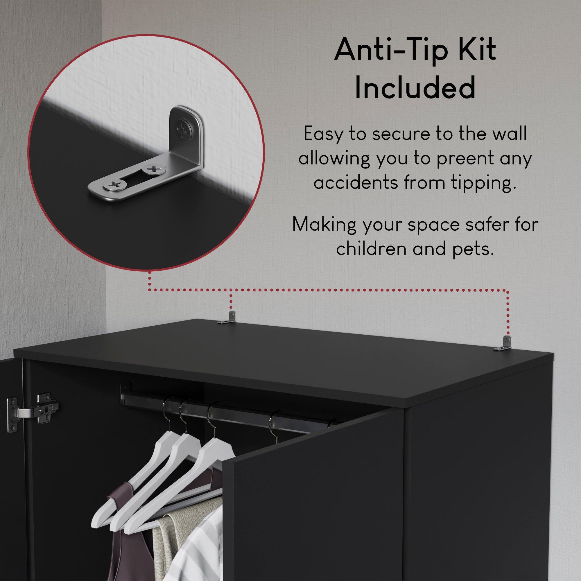 Black - Lassic - Vida Designs Riano 2 Door 2 Drawer Wardrobe - 7