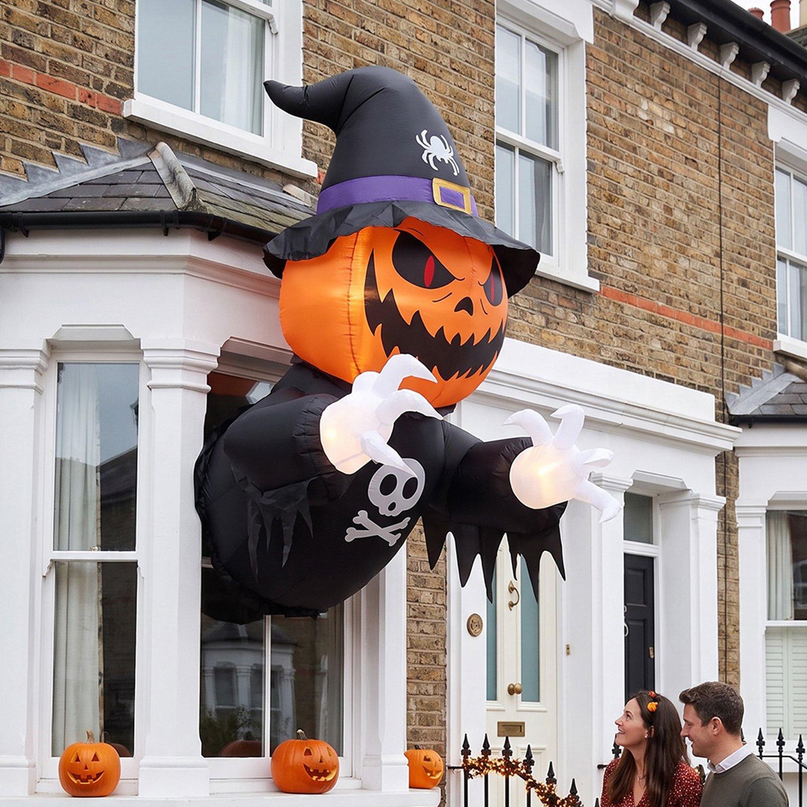 Multi - LIFE IDEAS - 100cm Blow-Up Halloween Pumpkin Witch Inflatable - 1