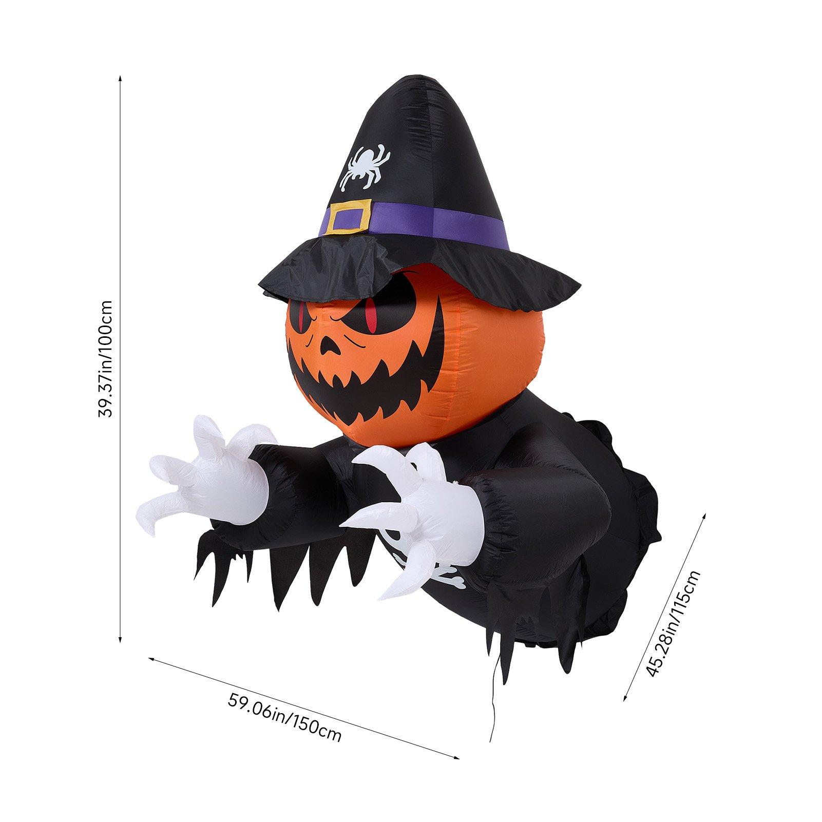 Multi - LIFE IDEAS - 100cm Blow-Up Halloween Pumpkin Witch Inflatable - 2