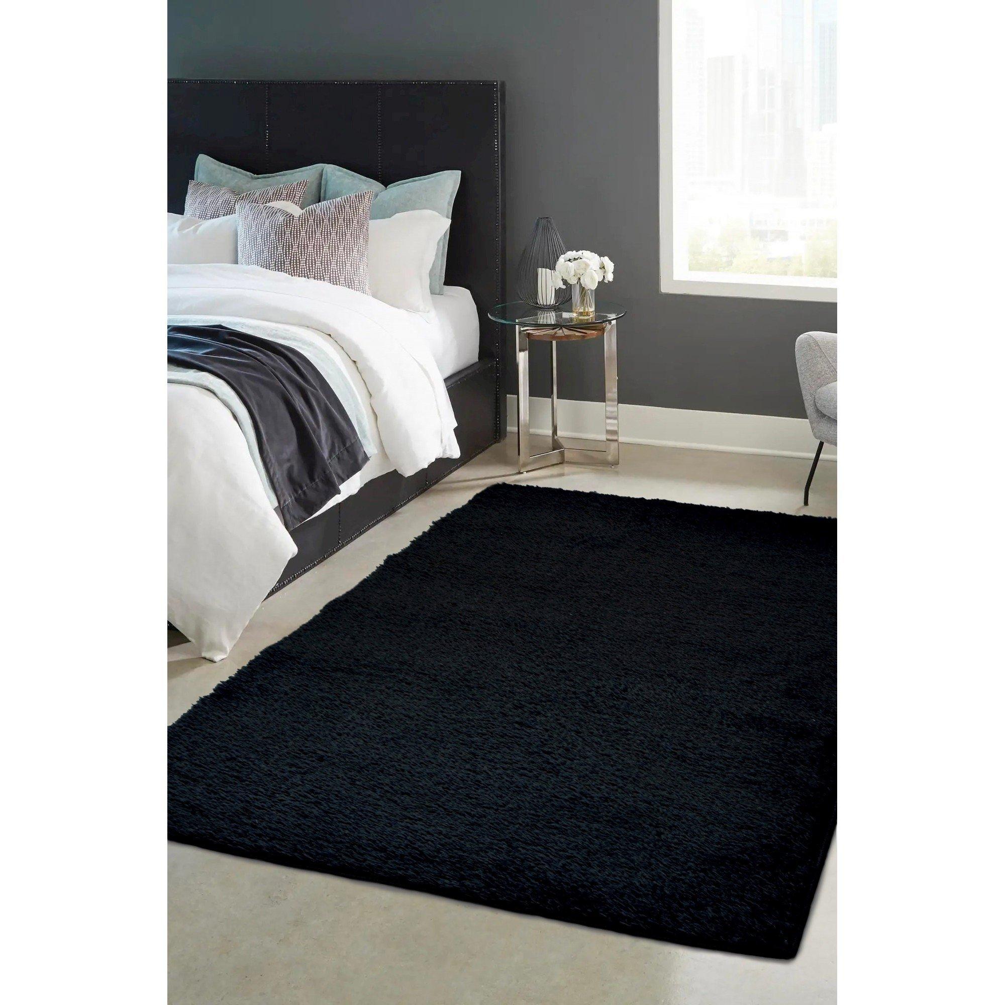 Homemaker  Snuggly Plain Rug Black - 160x230cm