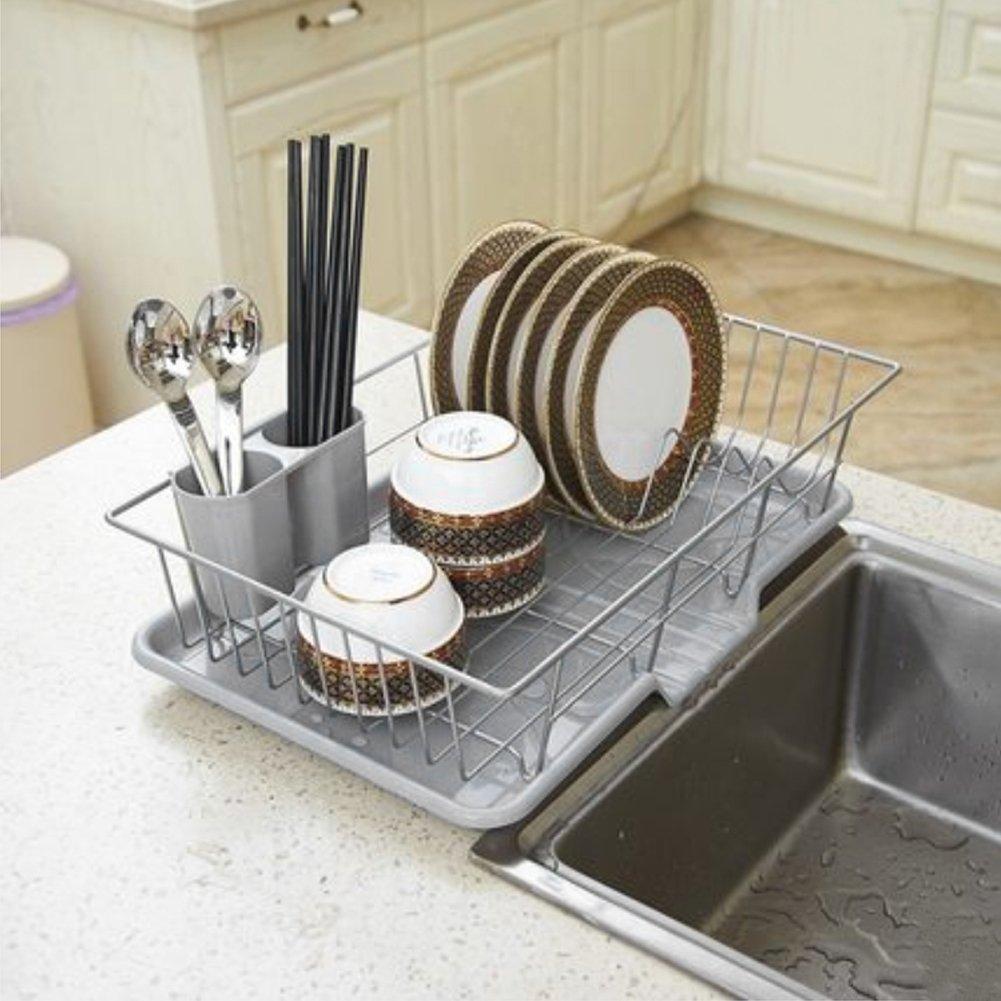 Multi - LIFE IDEAS - Metal Dish Drying Rack with a Removable Tray - 1