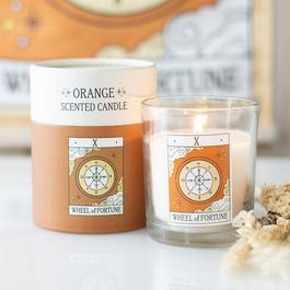 Something Different The Wheel of Fortune Vintage Tarot Orange Candle