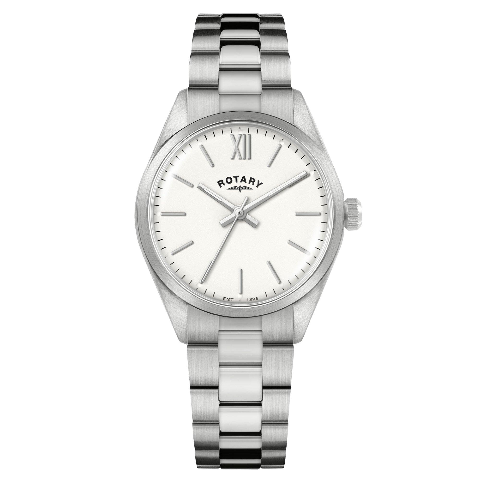 Silver - Rotary - Ladies Heritage White Dial SS Bracelet Watc - 1