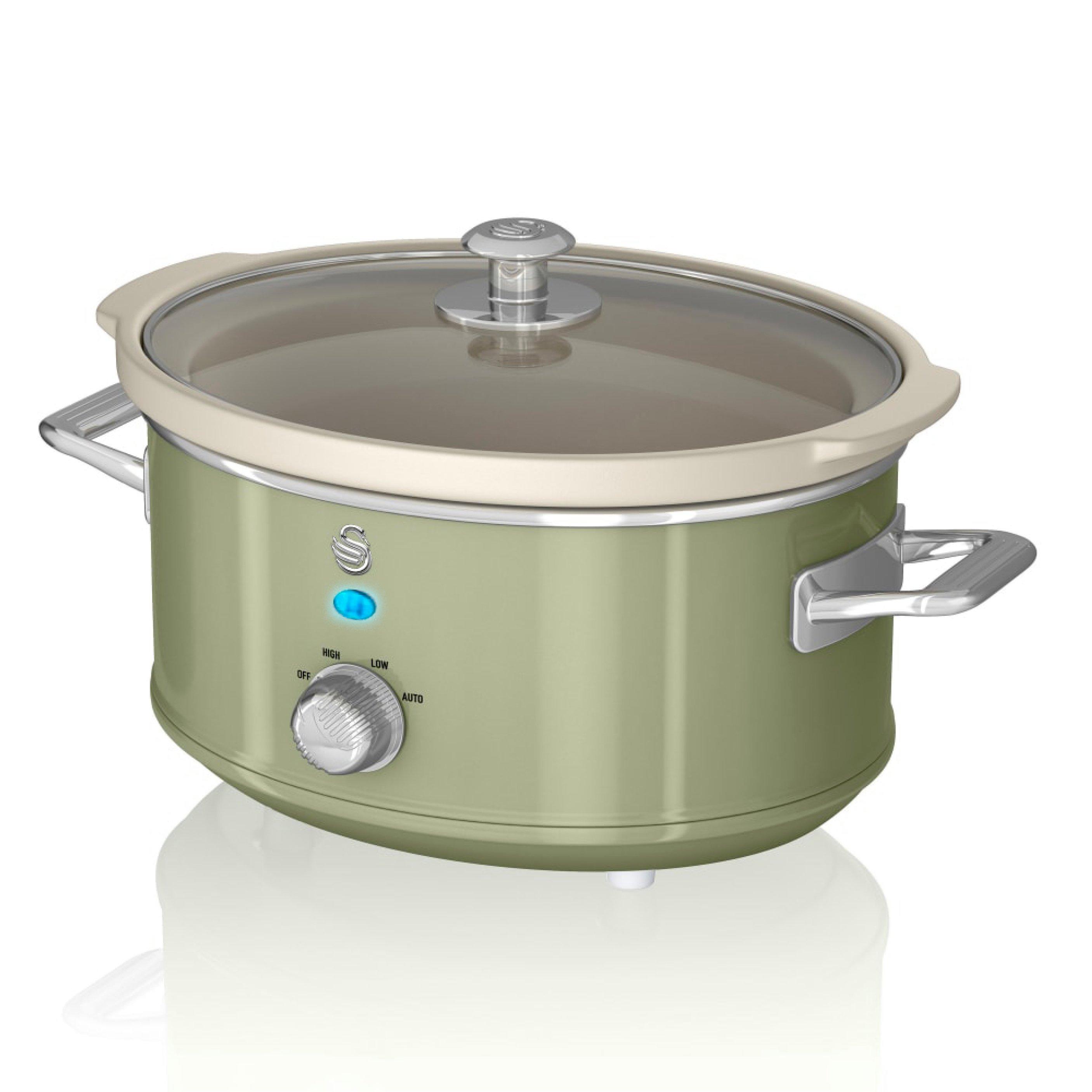 Green - Swan - Retro Slow Cooker with 3 Temperature Settings - 1