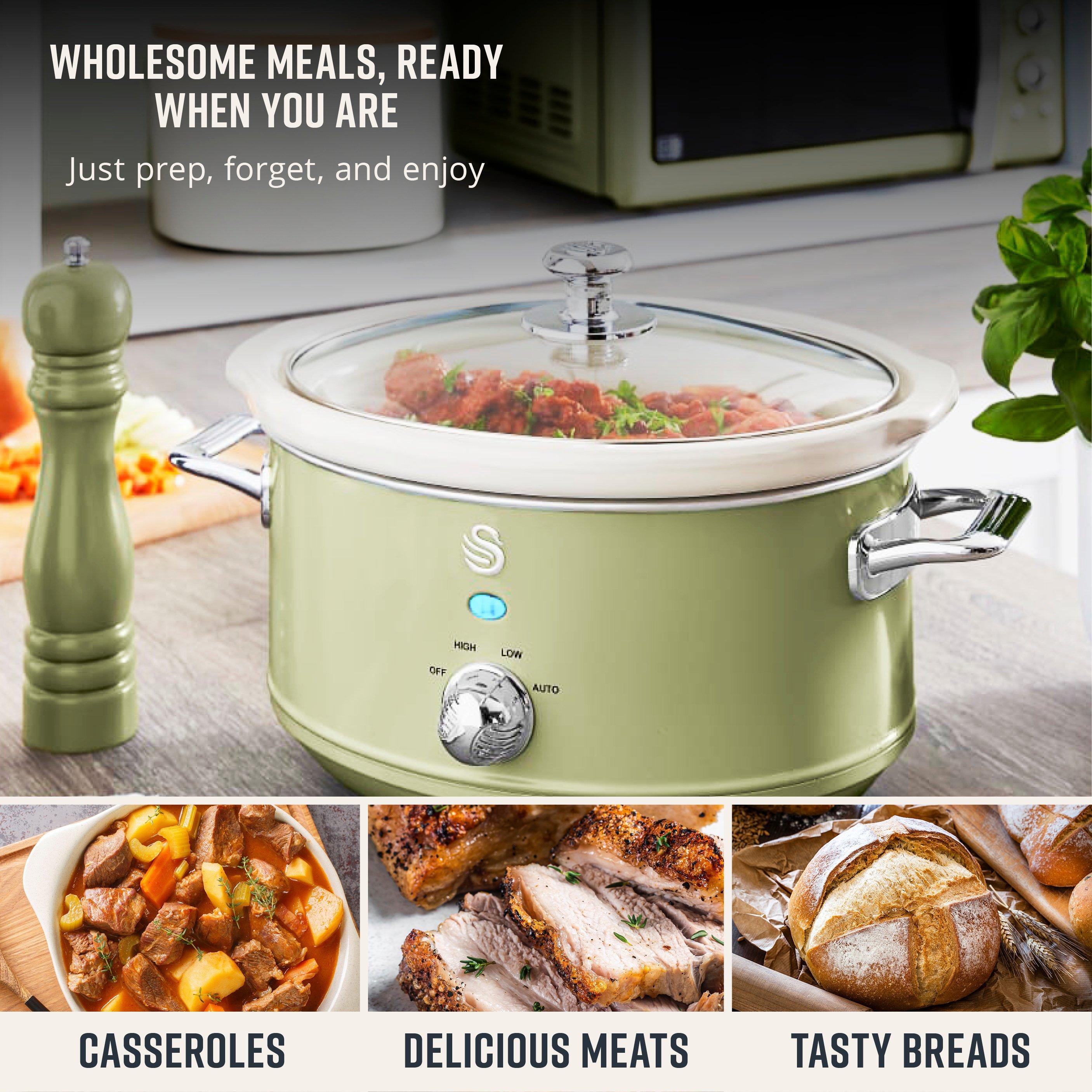 Green - Swan - Retro Slow Cooker with 3 Temperature Settings - 4