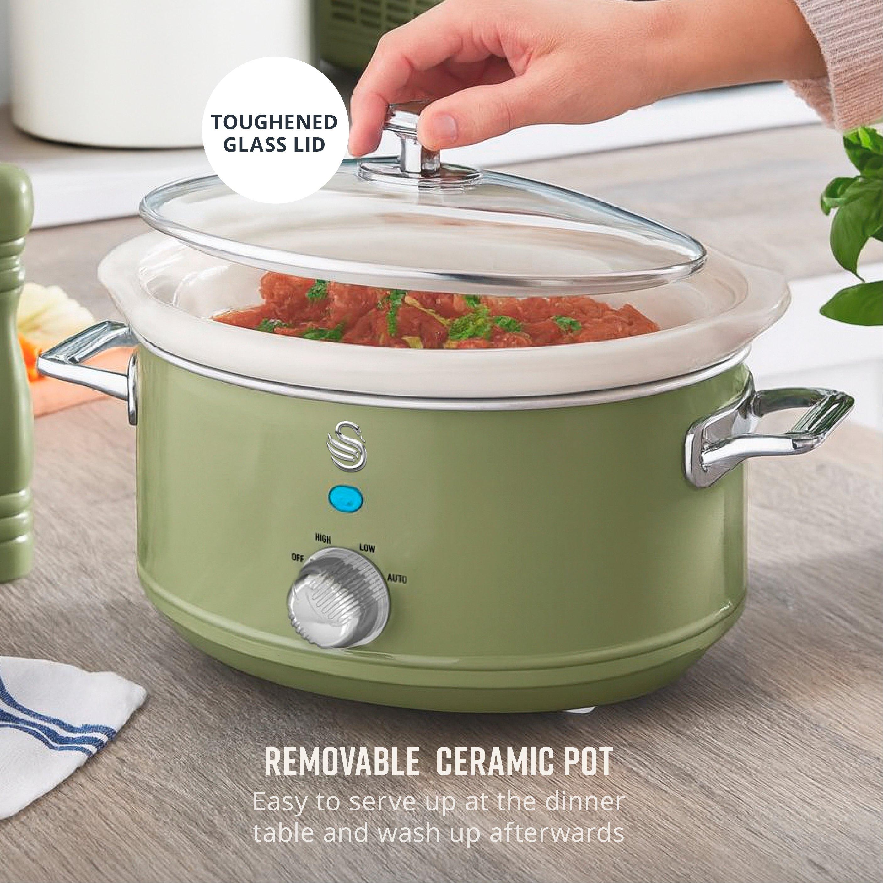 Green - Swan - Retro Slow Cooker with 3 Temperature Settings - 5