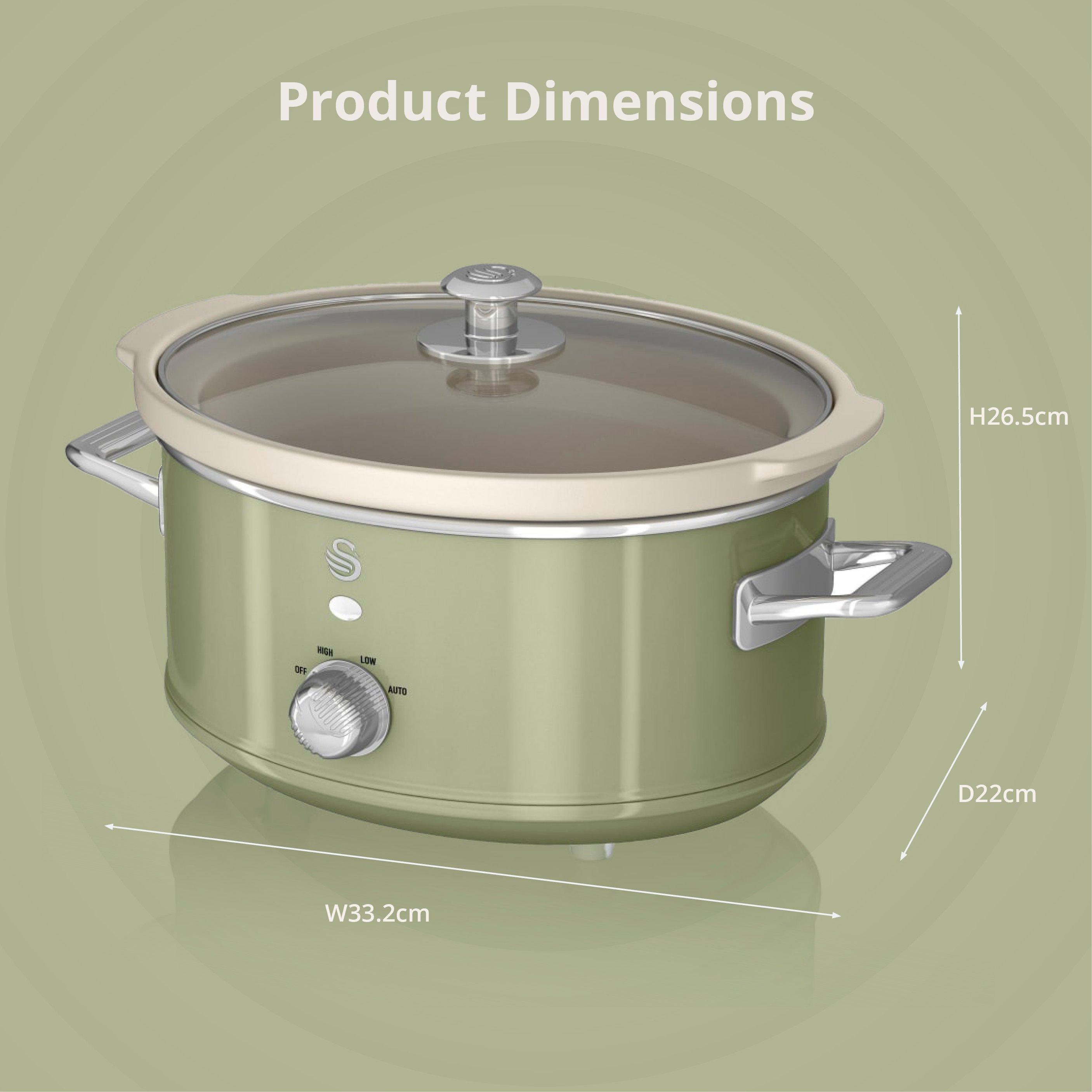 Green - Swan - Retro Slow Cooker with 3 Temperature Settings - 6