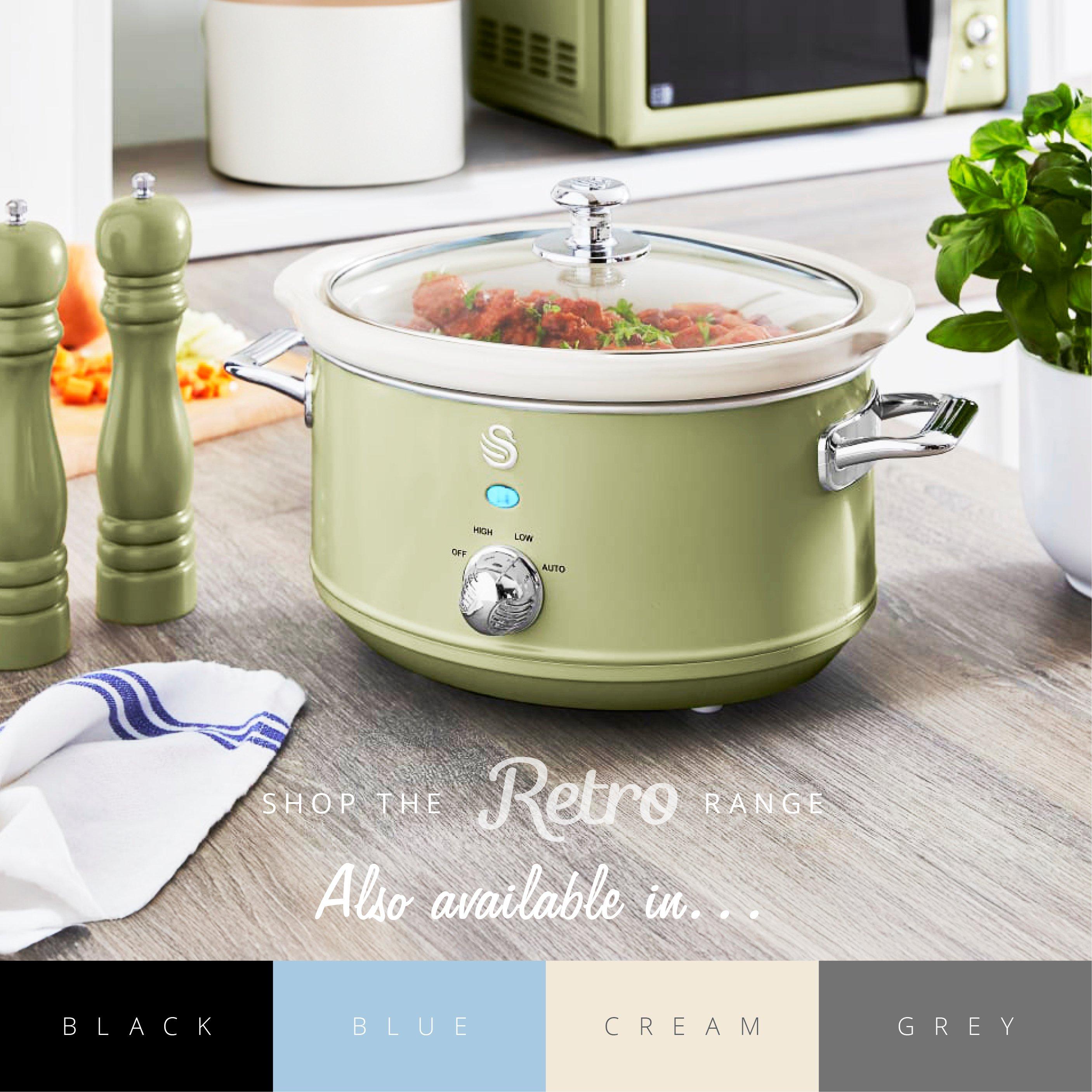Green - Swan - Retro Slow Cooker with 3 Temperature Settings - 8