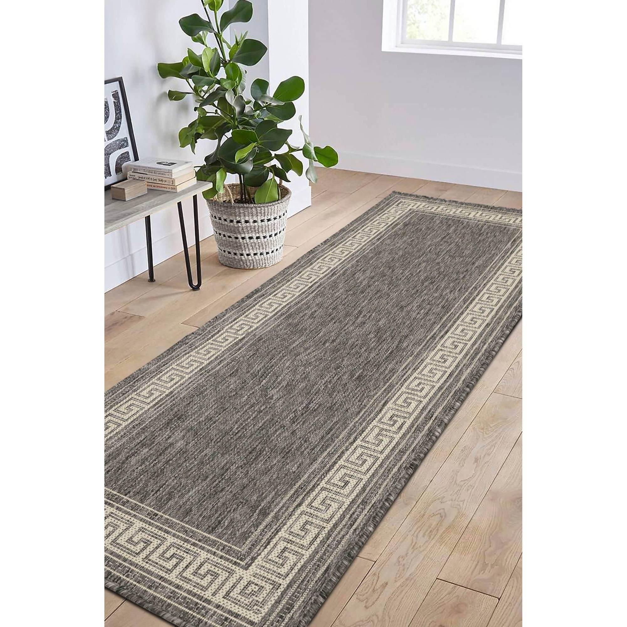 Grey - Homemaker - Gel Greek Key Rug Steel Grey - 2