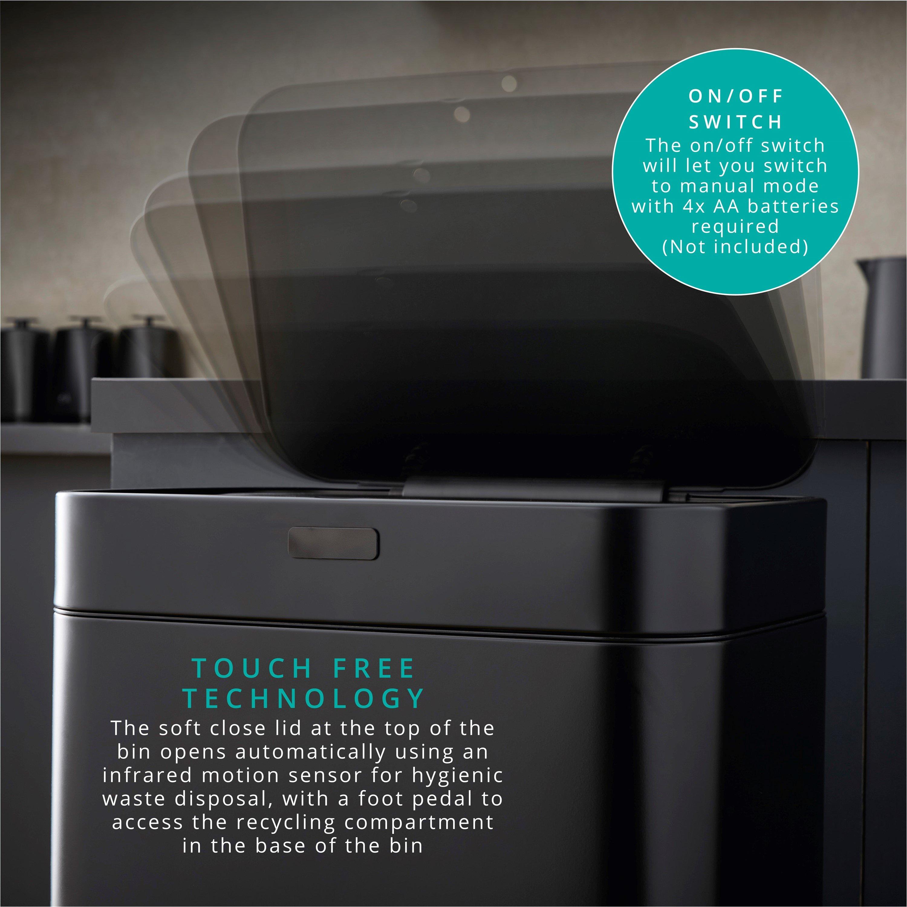 Black - Swan - Stealth 70L Dual Recycling Sensor Bin - 3