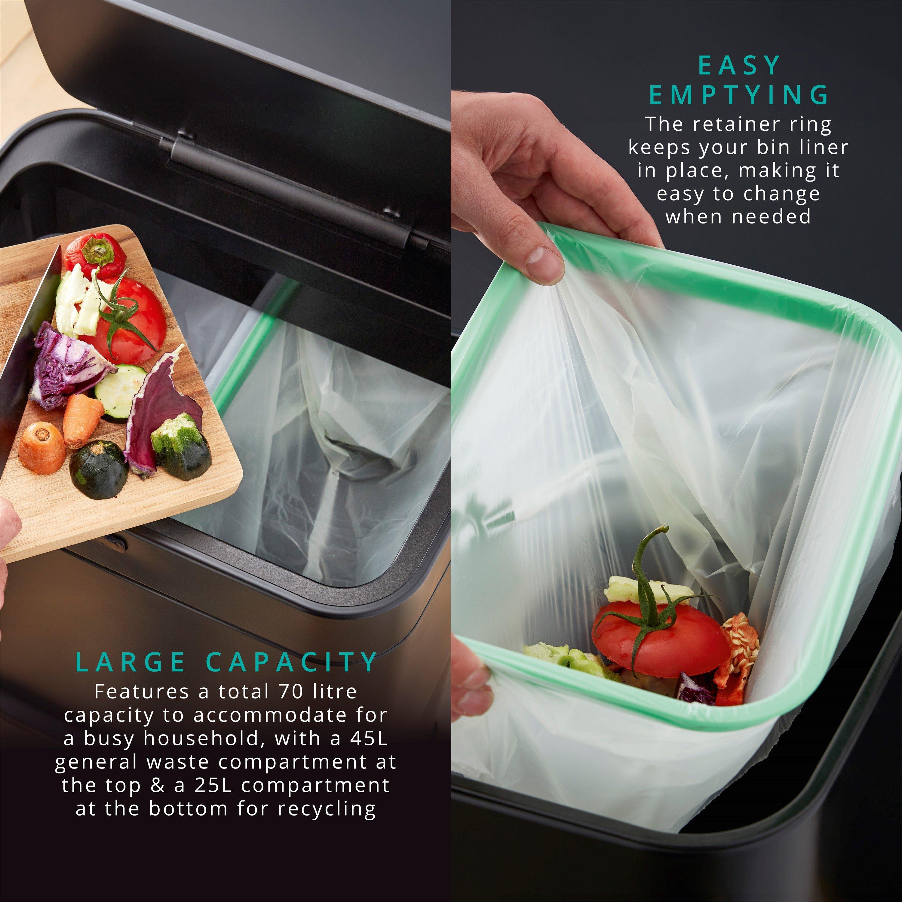 Black - Swan - Stealth 70L Dual Recycling Sensor Bin - 4