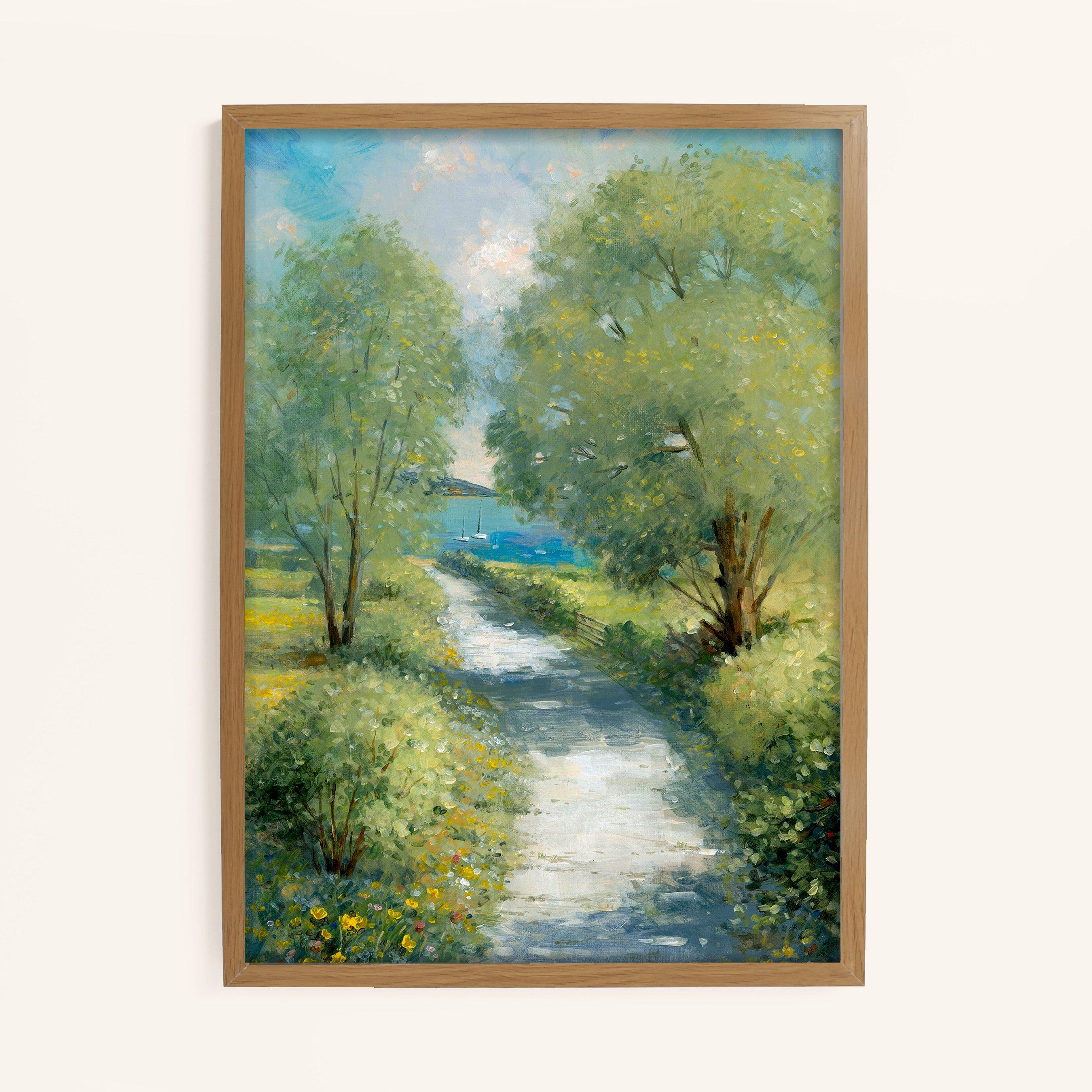 Green - Laura Ashley - Country Lane Print in a Wood Frame - 1