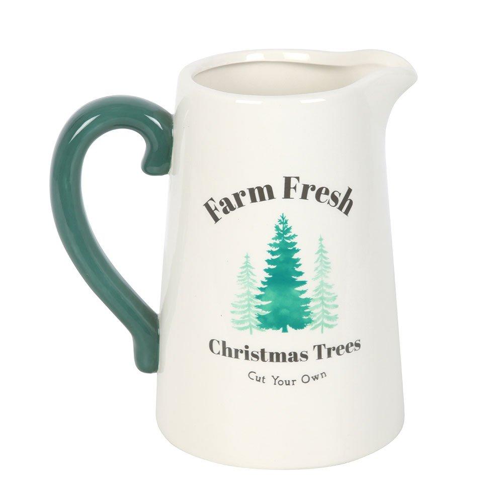 White - Something Different - Farm Fresh Christmas Trees Ceramic Flower Jug - 2