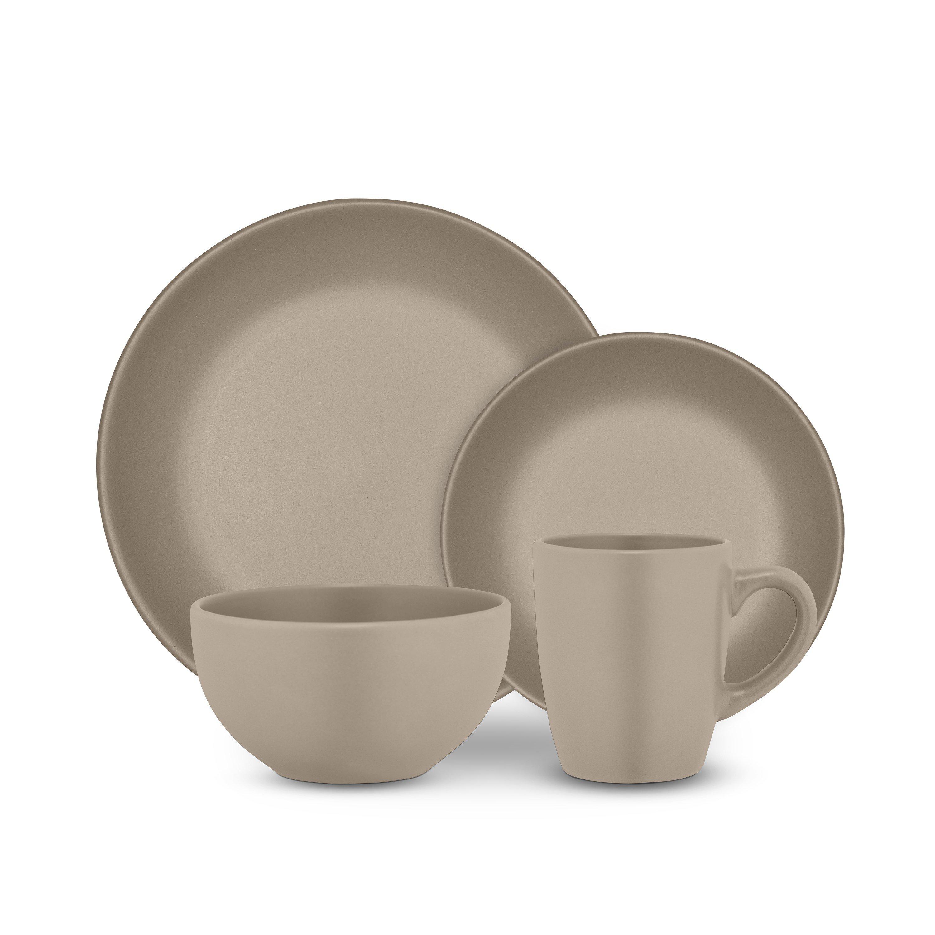 Taupe - Tower - Tower 16 Piece Dinner Set Smooth Matte Glaze Fini - 1
