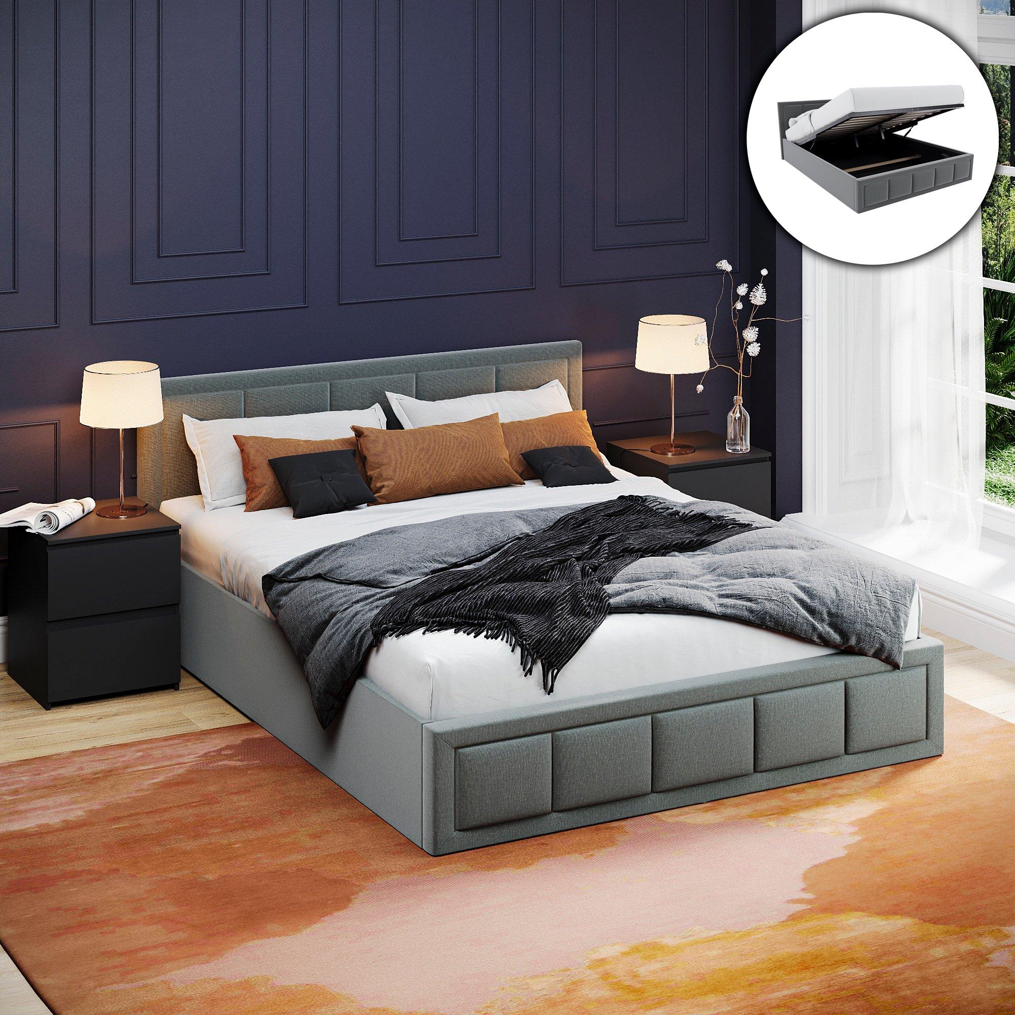 Light Grey - Lassic - Vanita King Size Ottoman Fabric Bed UKFR - 1